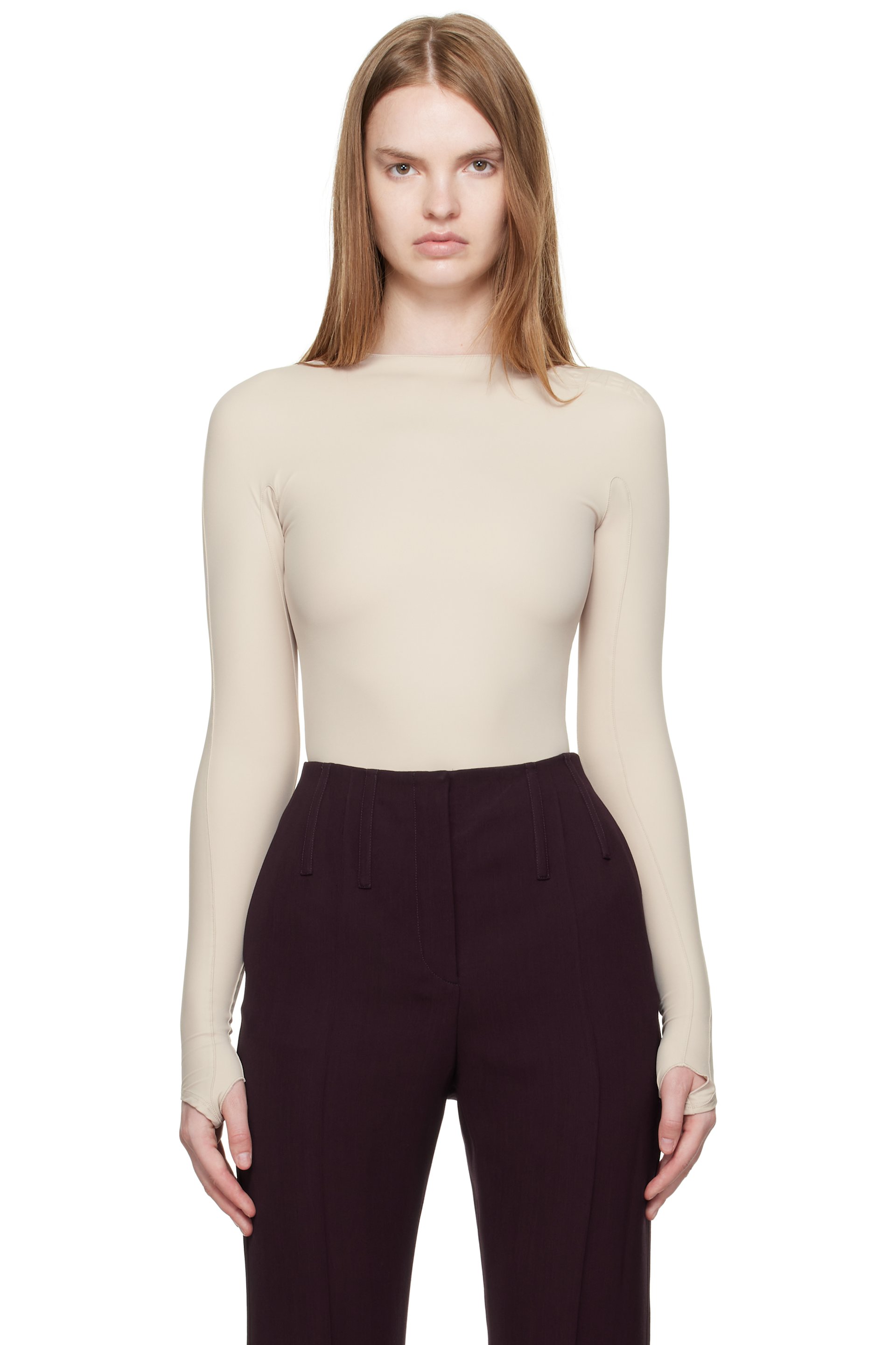 Mugler - Justaucorps beige à logo