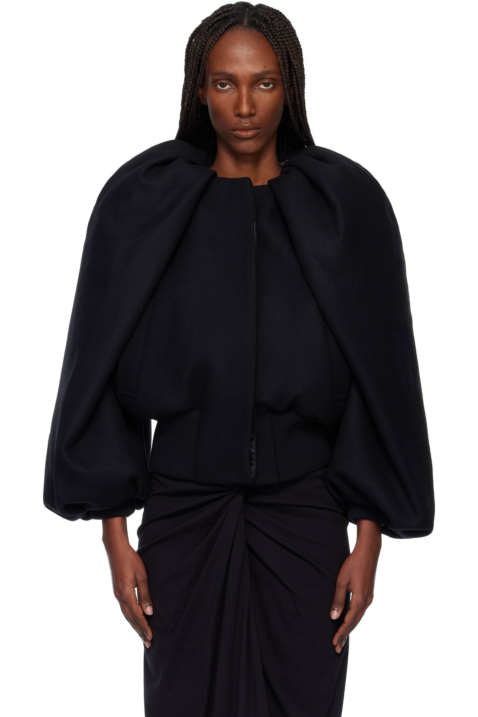 Dries Van Noten - ブラック Constructed ウール ジャケット