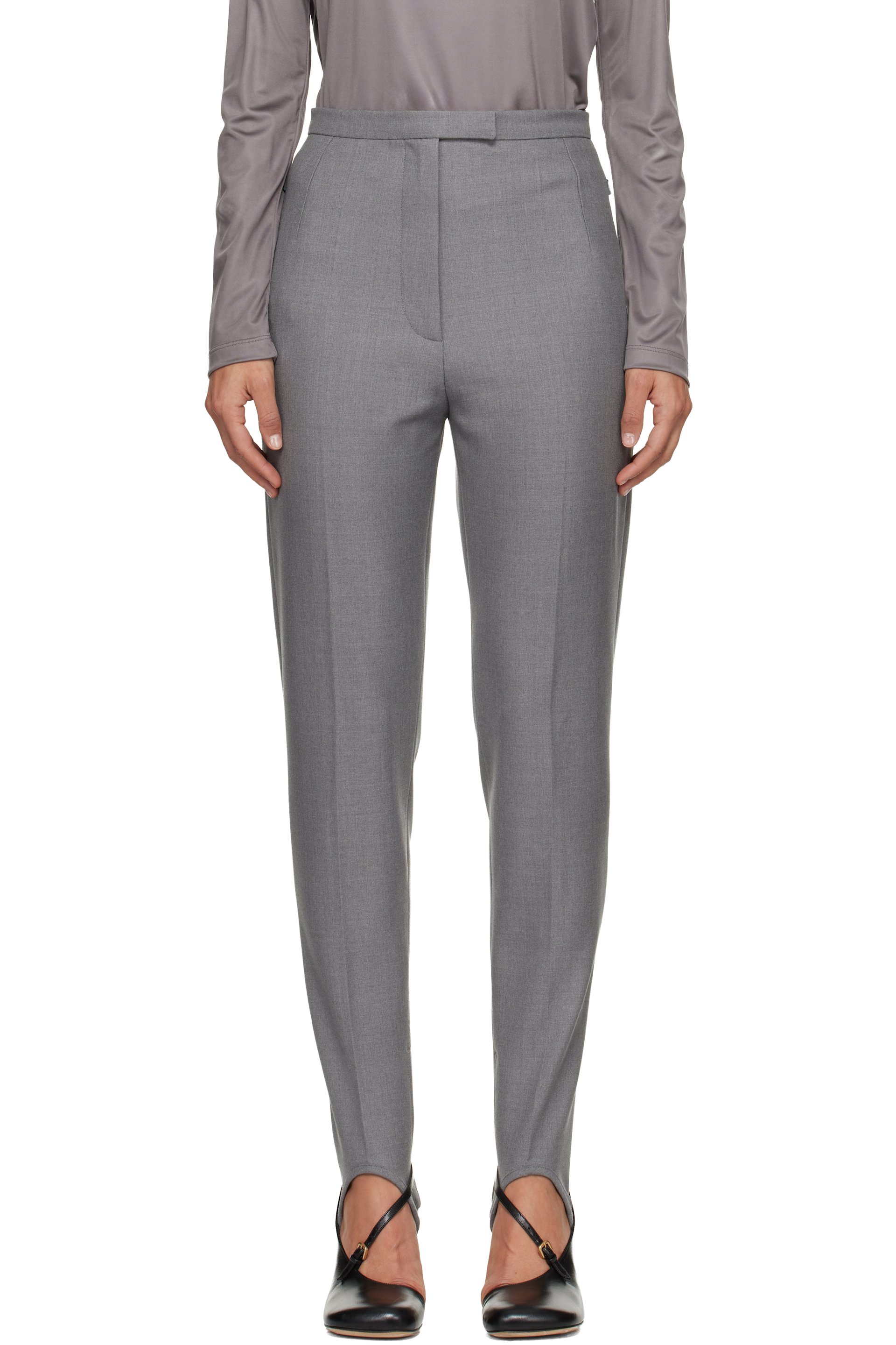Dries Van Noten - Pantalon gris à sous-pieds
