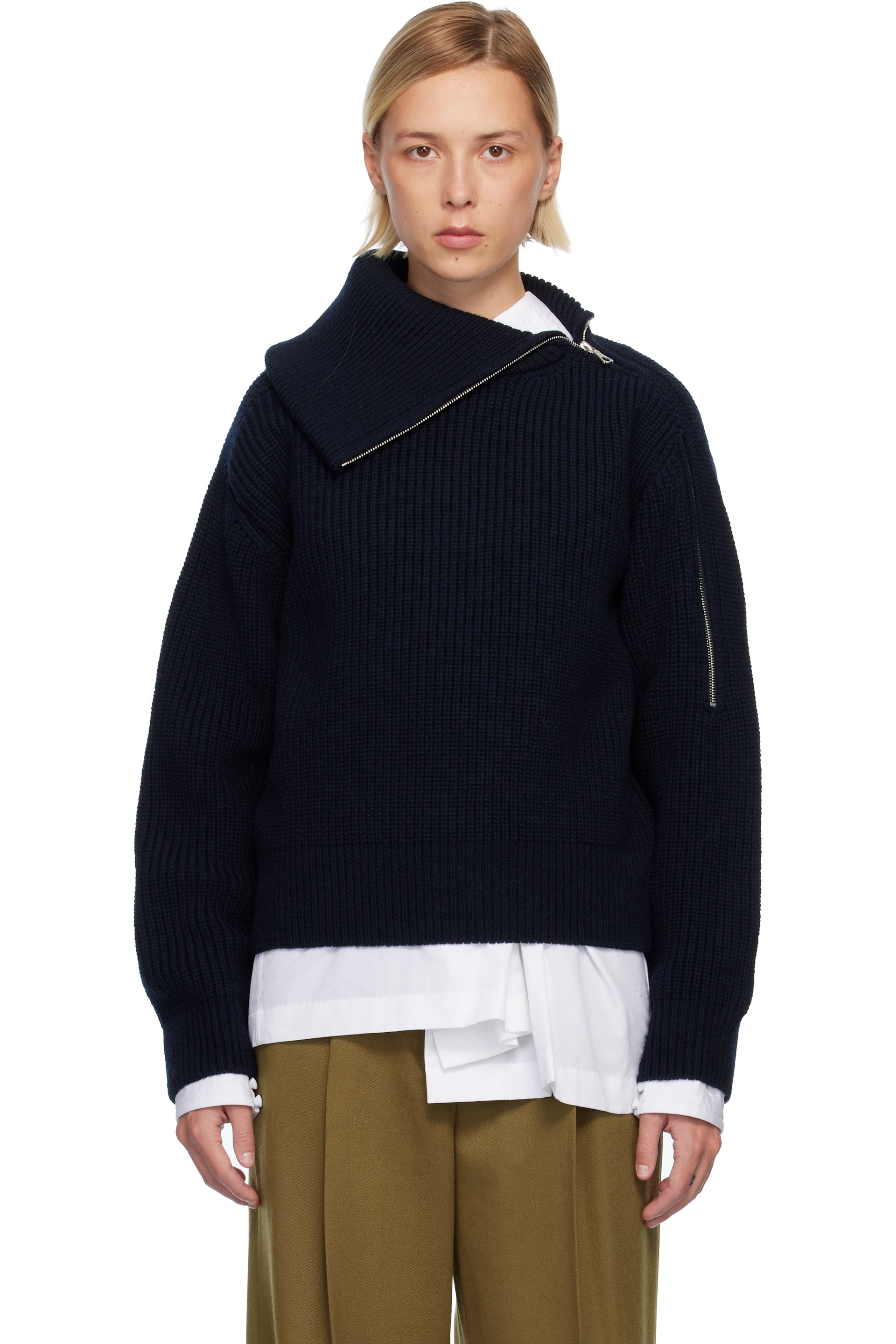 Dries Van Noten - Black Zipped Wool Turtleneck
