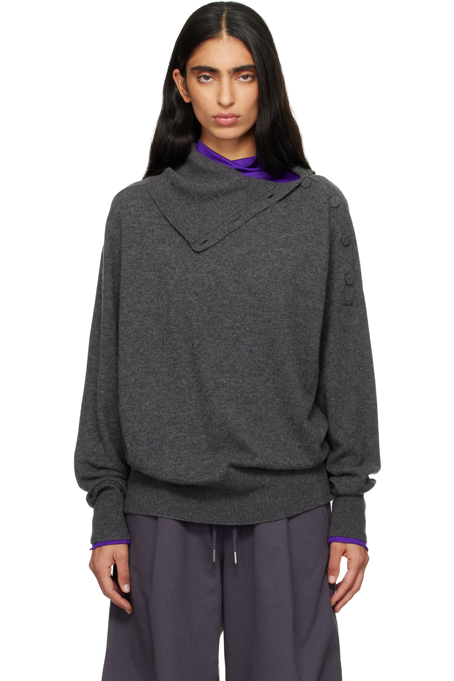 Dries Van Noten - Gray Loose Cashmere Turtleneck