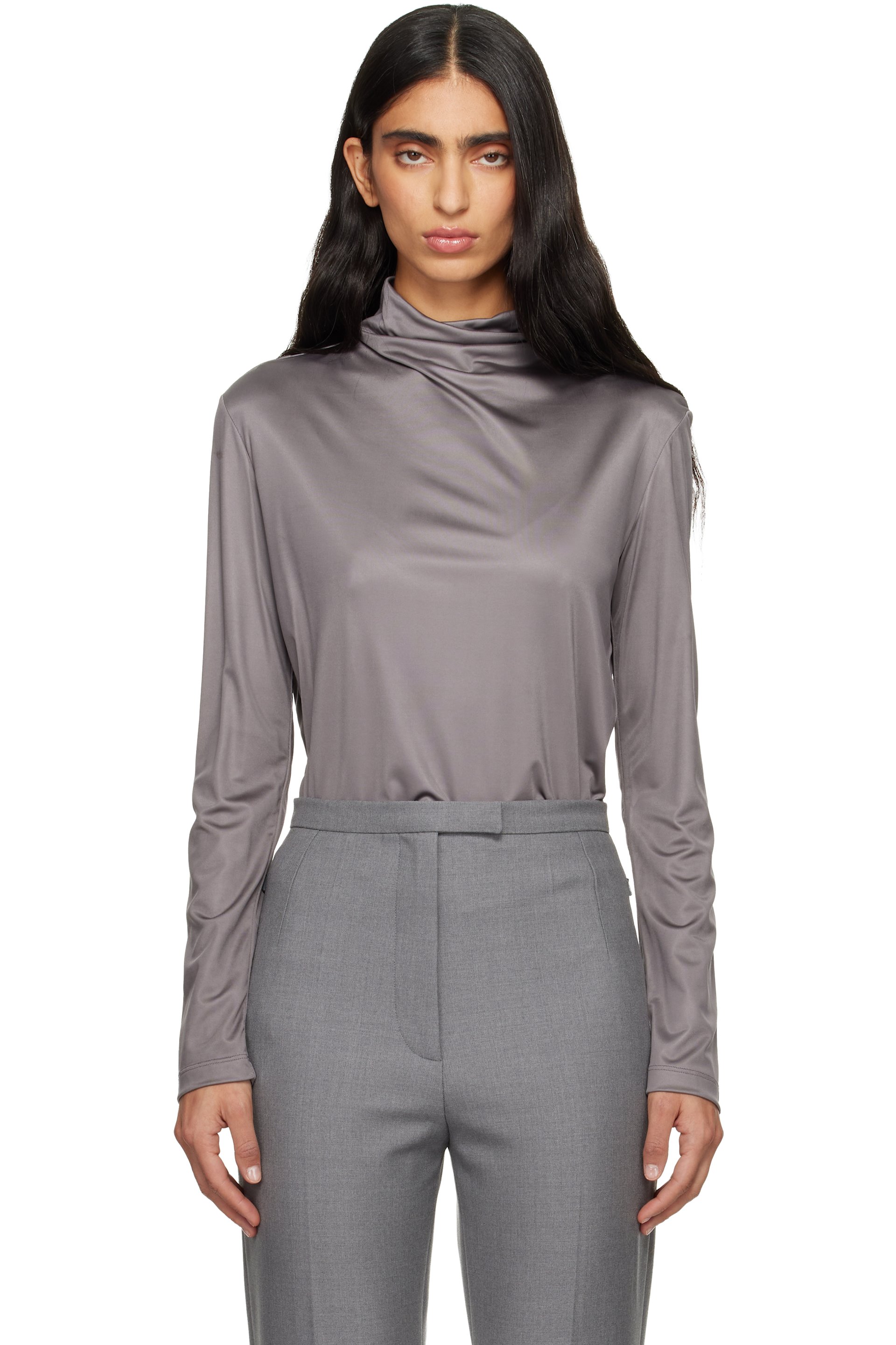 Dries Van Noten - Col roulé gris en jersey
