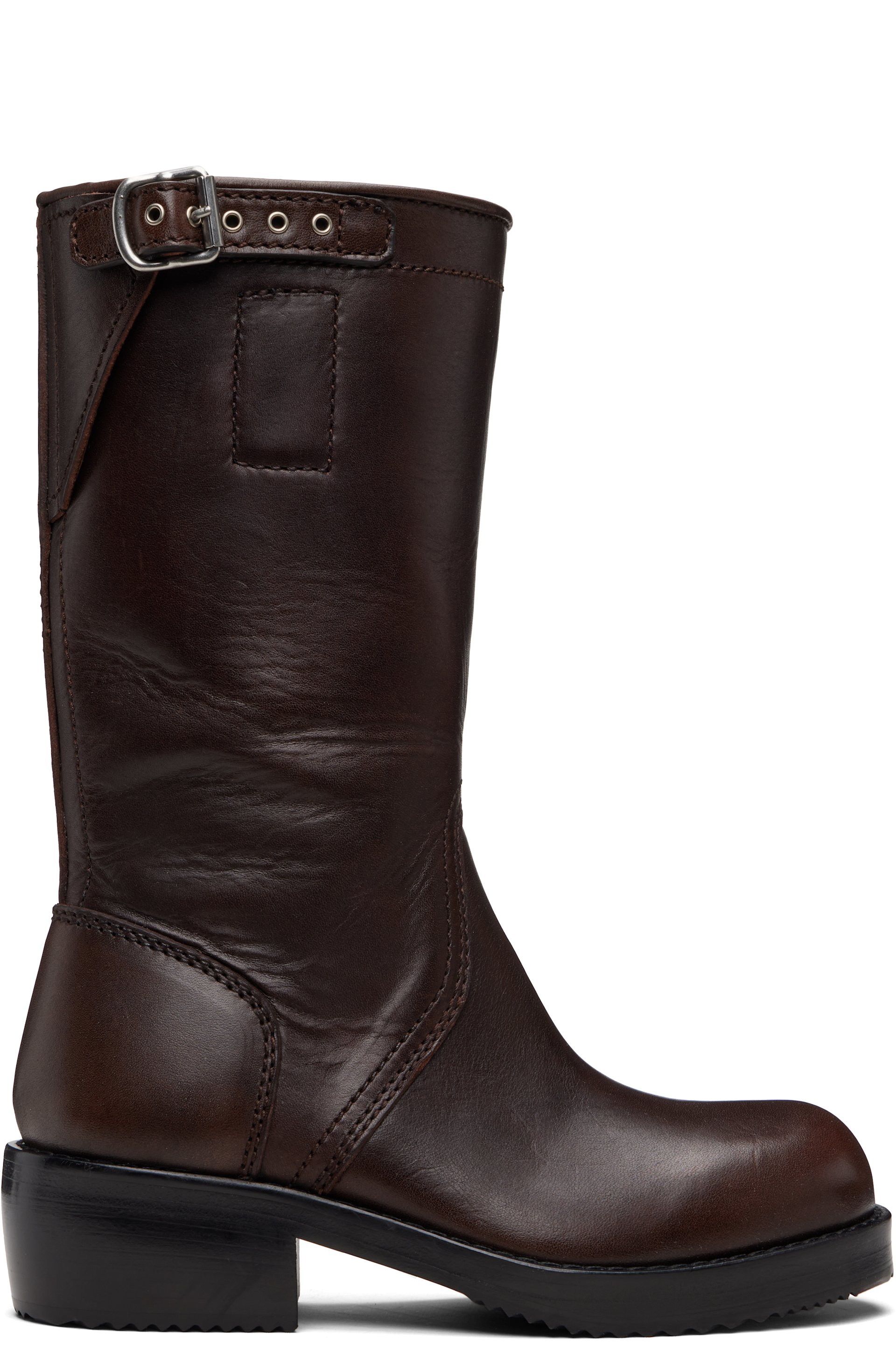 Dries Van Noten - Bottes motard brunes en cuir
