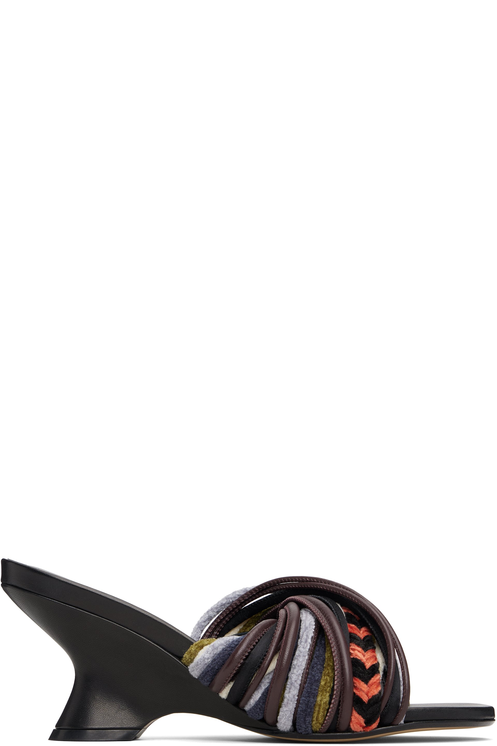 Dries Van Noten - Sandales de style mule à talon multicolores en cuir à bout ouvert