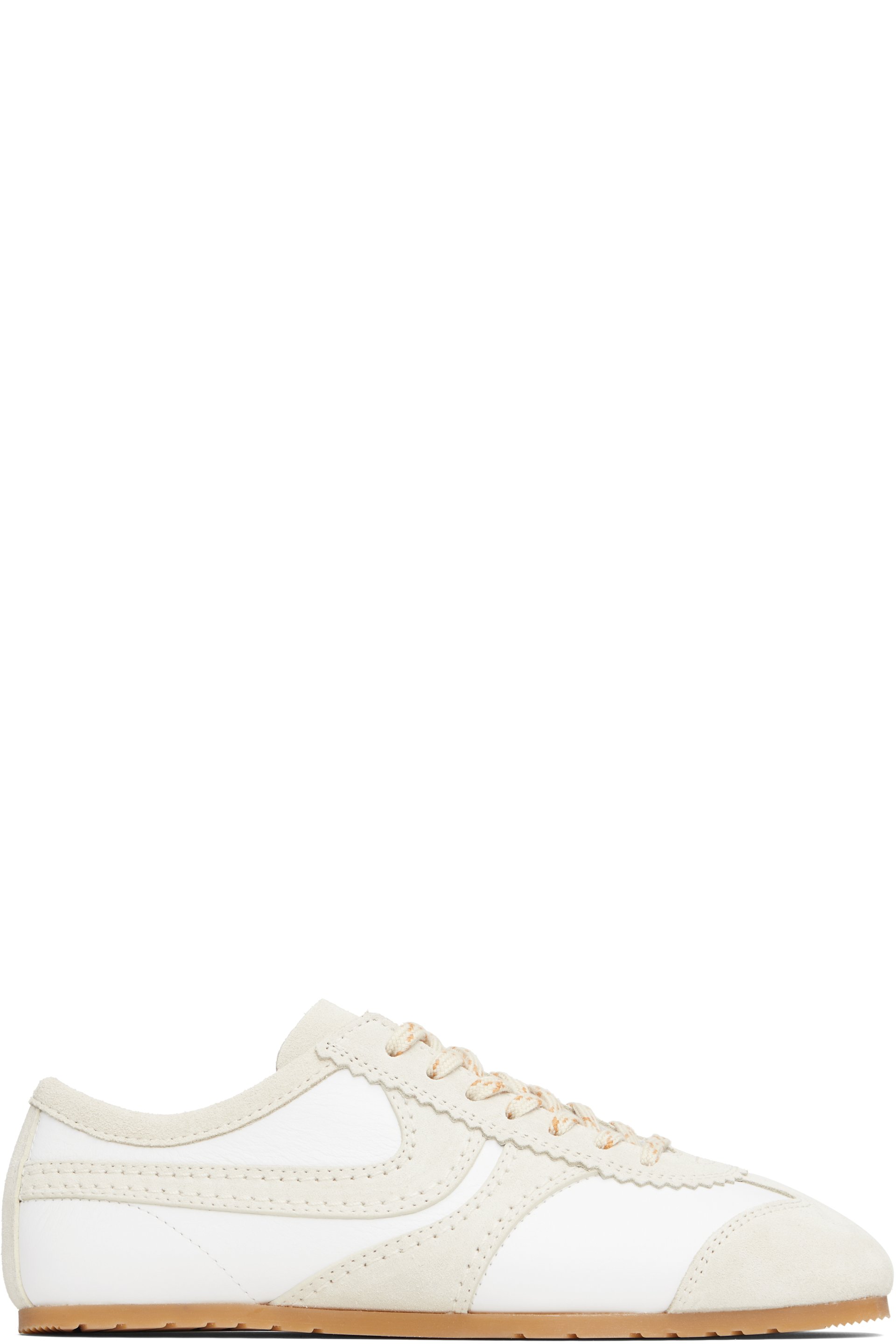 Dries Van Noten - Baskets blanc et beige en suède
