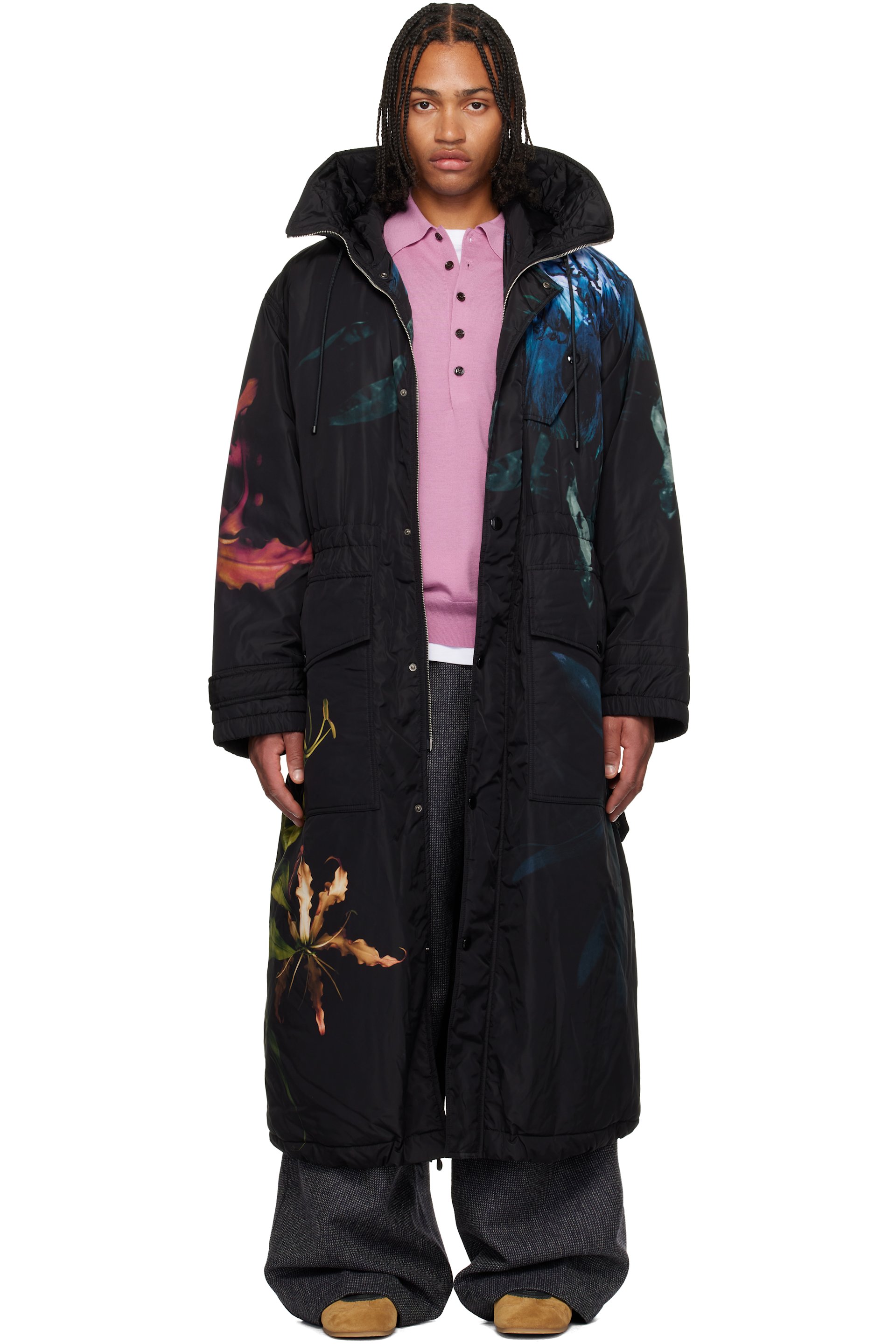 Dries Van Noten - Black Printed Nylon Parka