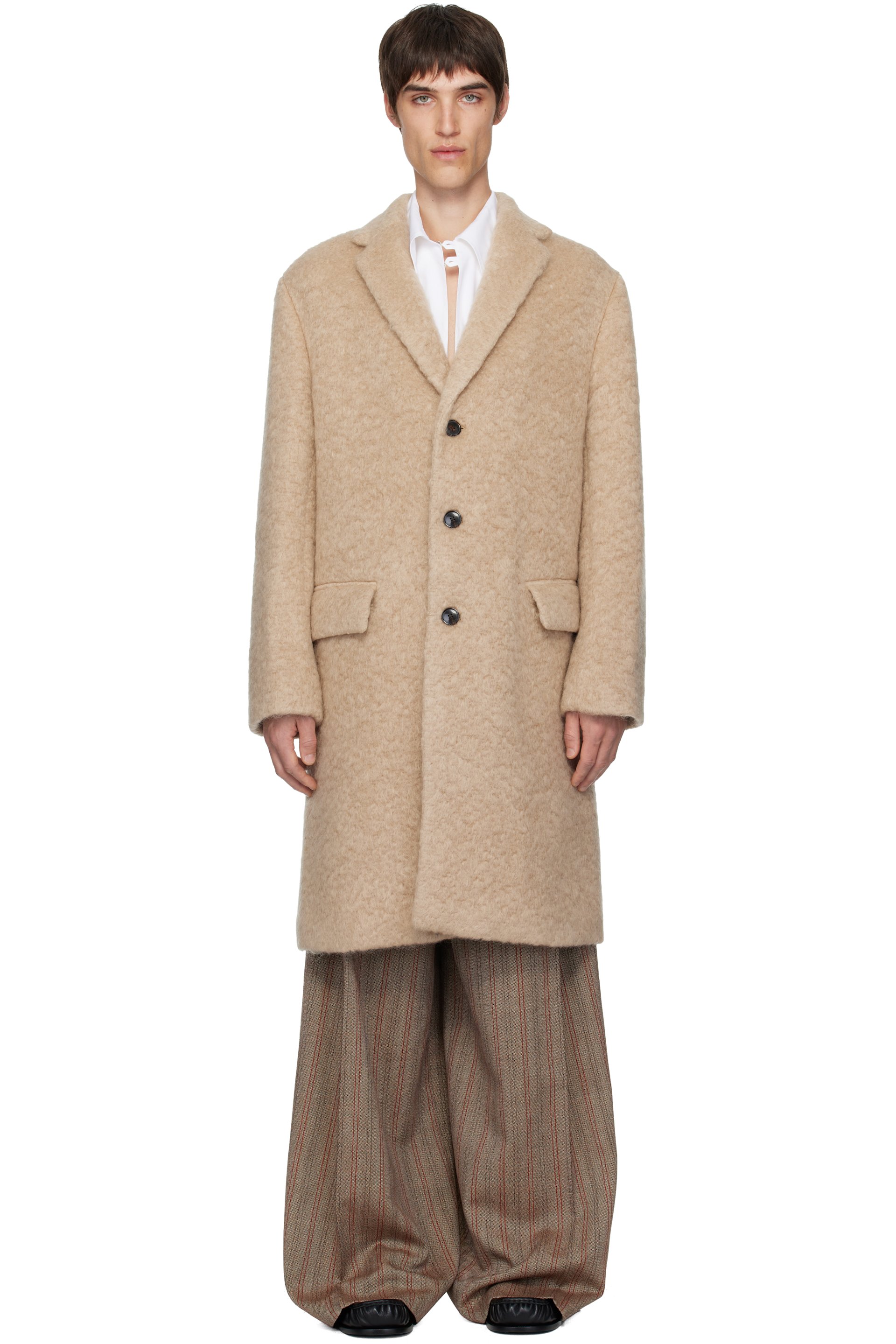 Dries Van Noten - Beige Mohair Coat