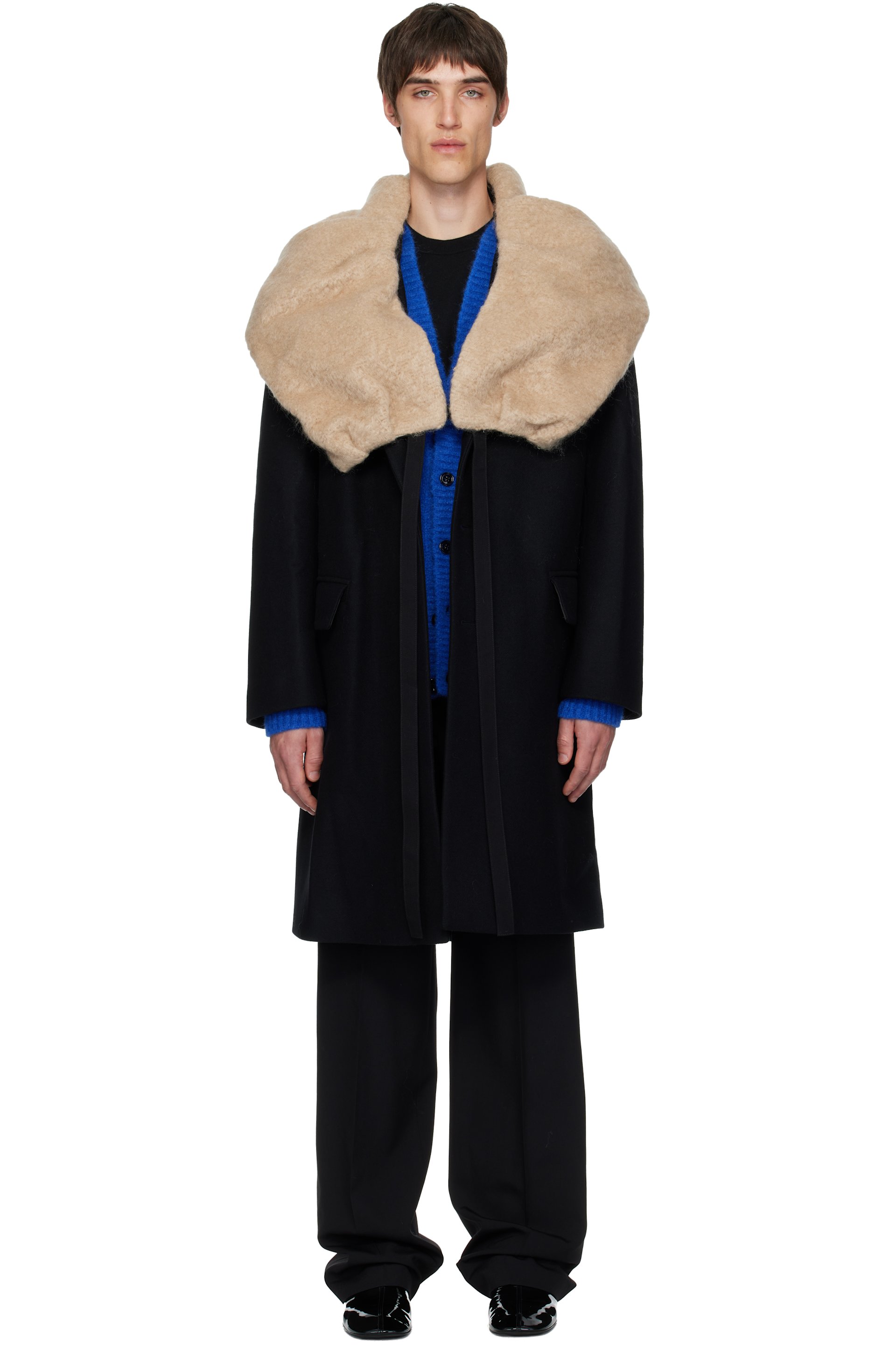 Dries Van Noten - Black Wool Collar Coat