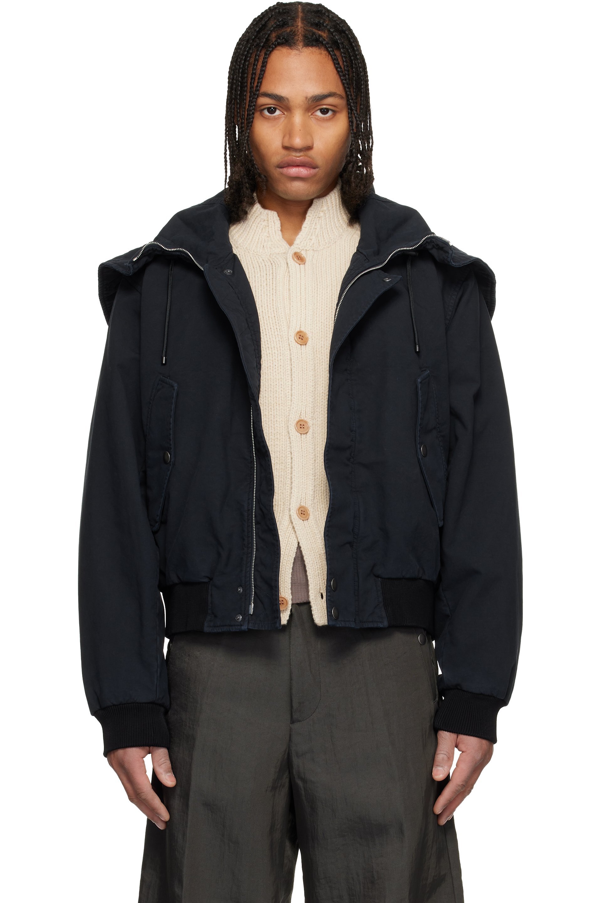 Dries Van Noten: ネイビー オーバーダイ ジャケット | SSENSE 日本