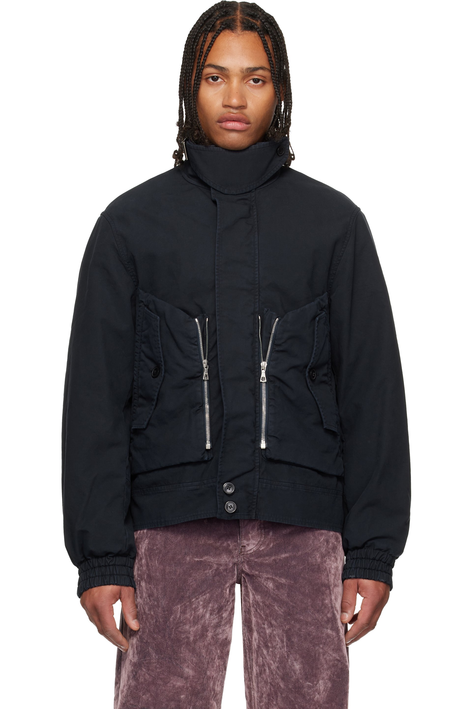 Dries Van Noten: Navy Overdyed Shell Jacket | SSENSE