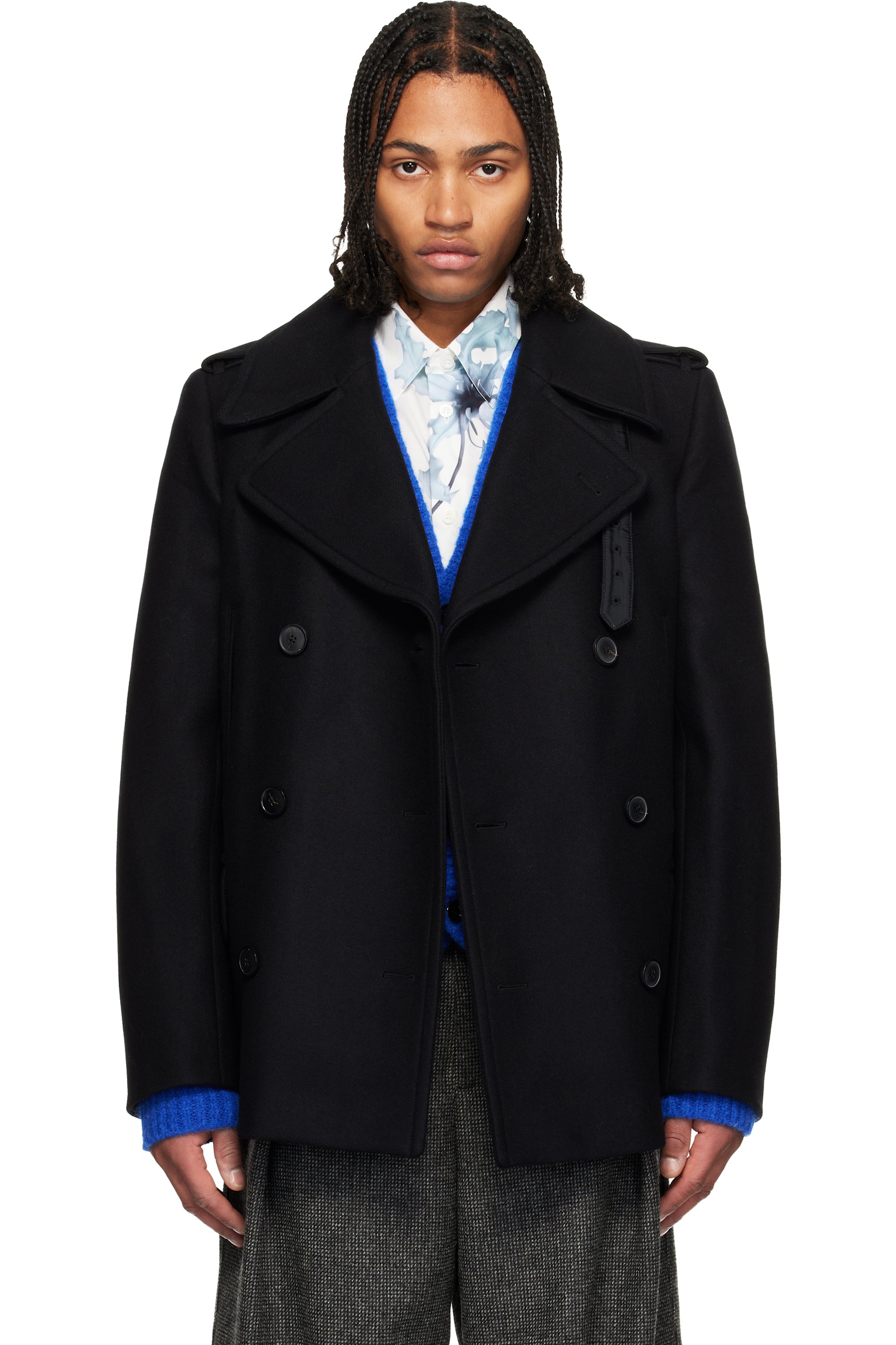 Dries Van Noten - Black Melton Peacoat