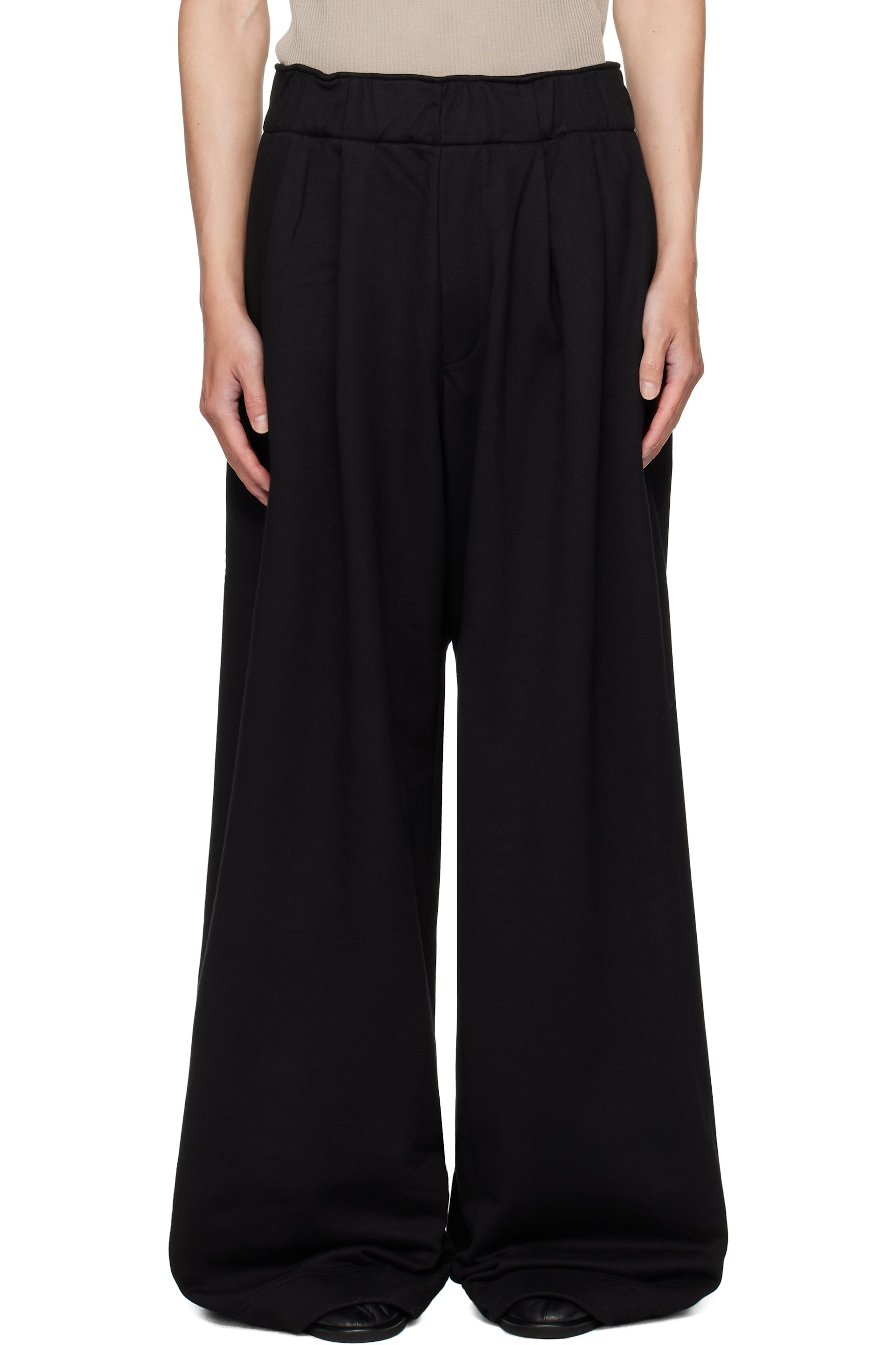 Dries Van Noten - Pantalon de survêtement noir à plis