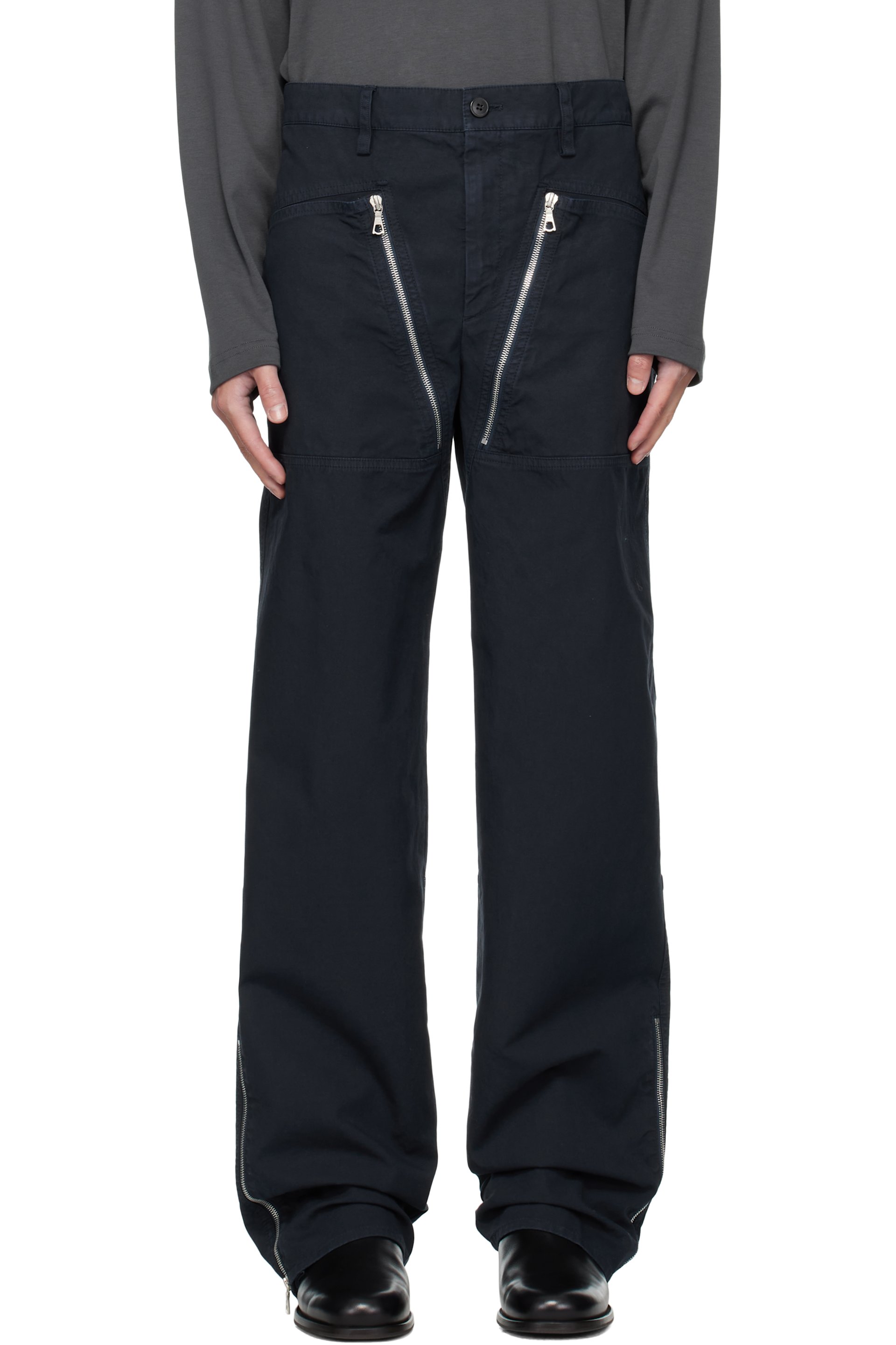 Dries Van Notenのネイビー ジップ トラウザーズがセール中