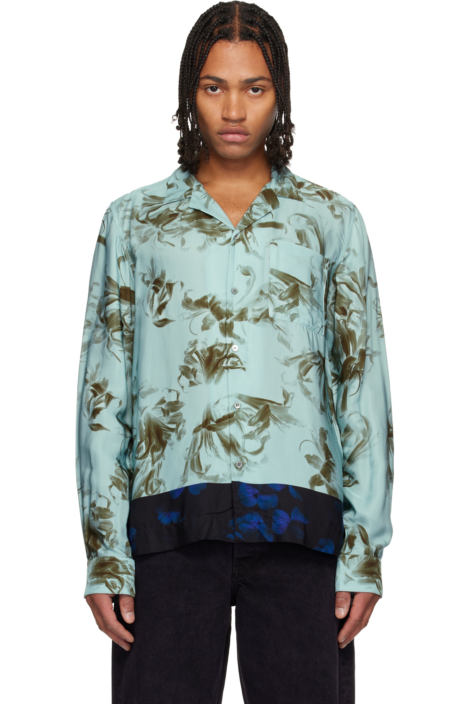 Dries Van Noten - ブルー フローラル シャツ