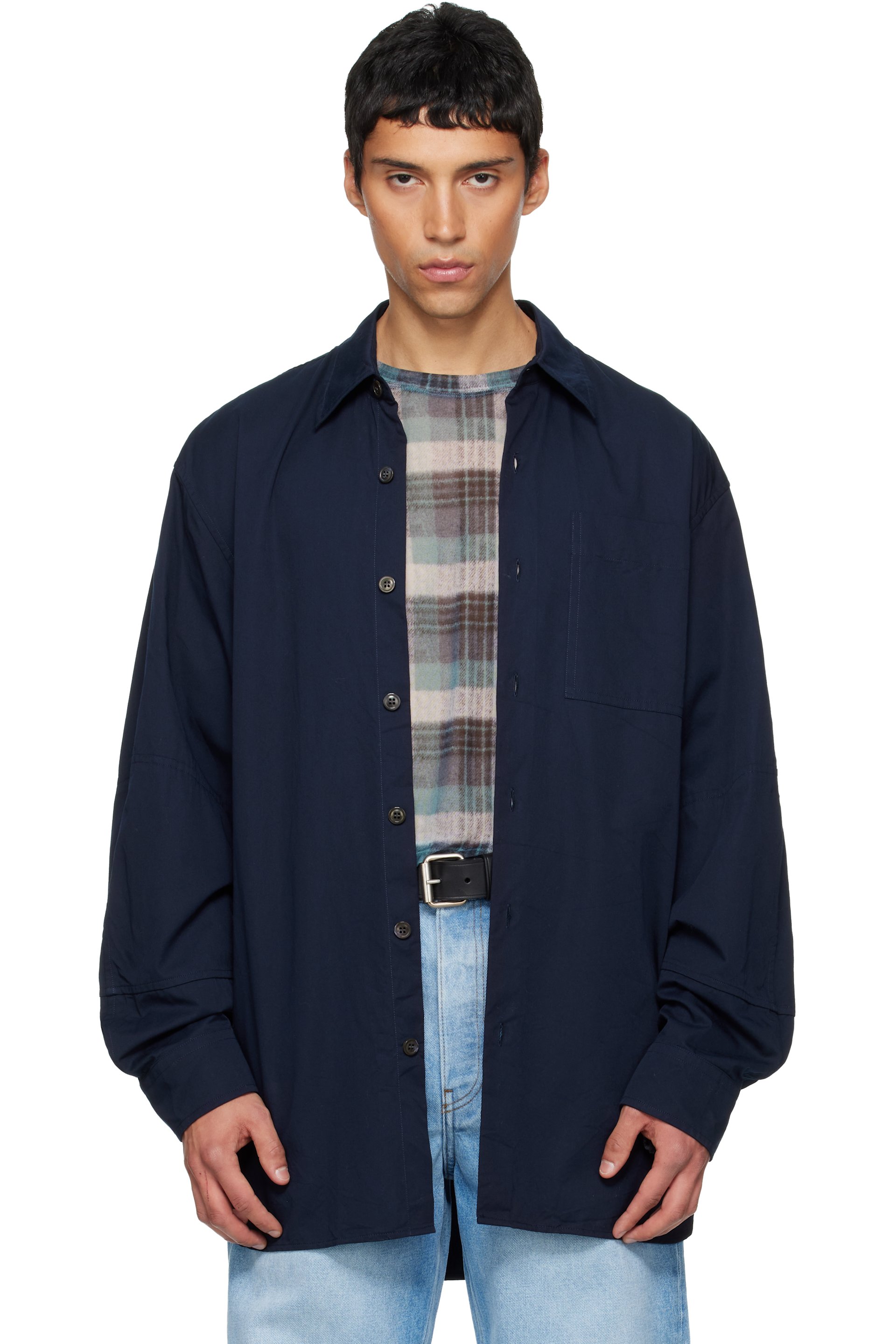 Dries Van Noten - Navy Paneled Shirt