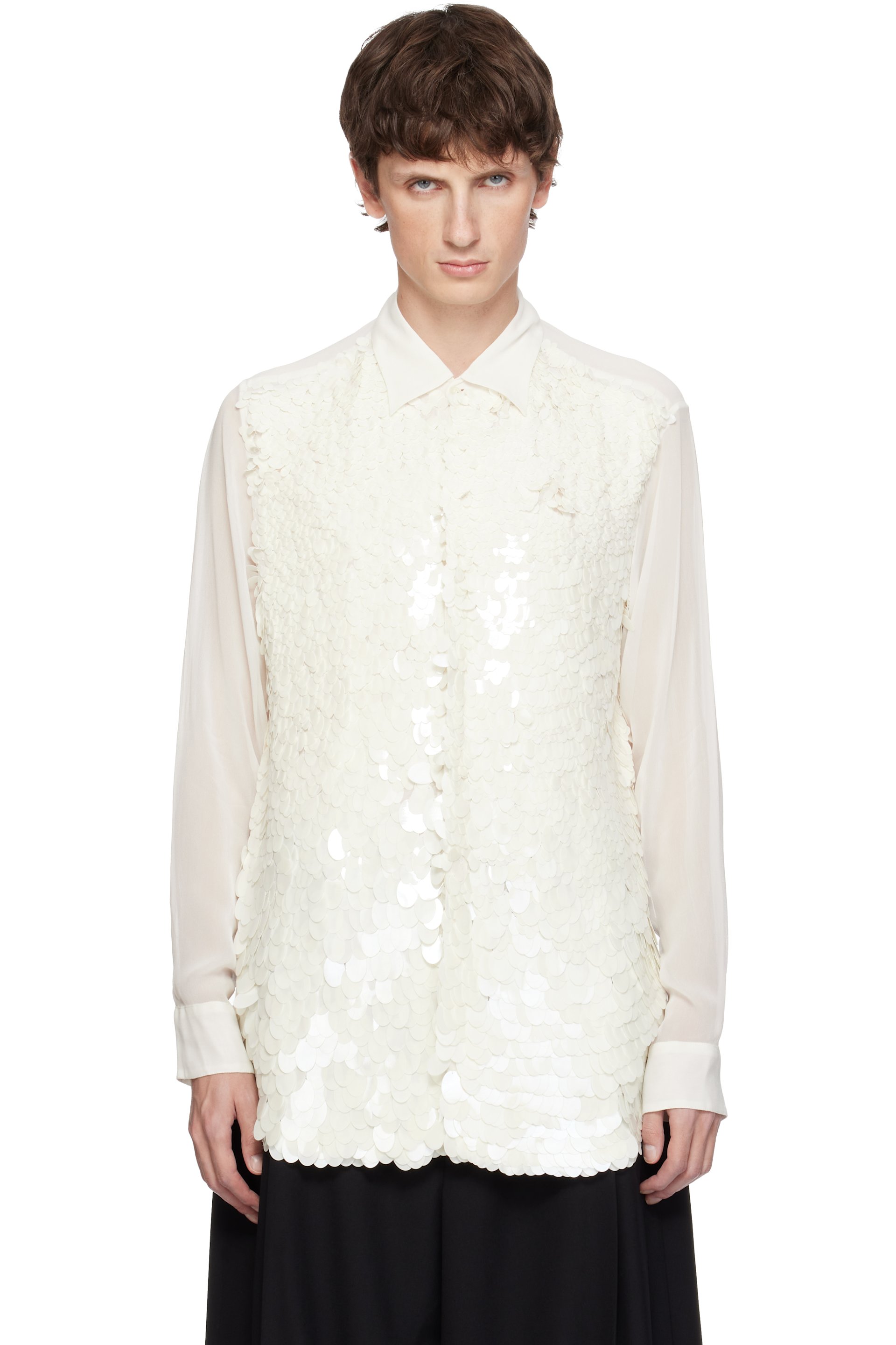 Dries Van Noten - White Sequinned Shirt