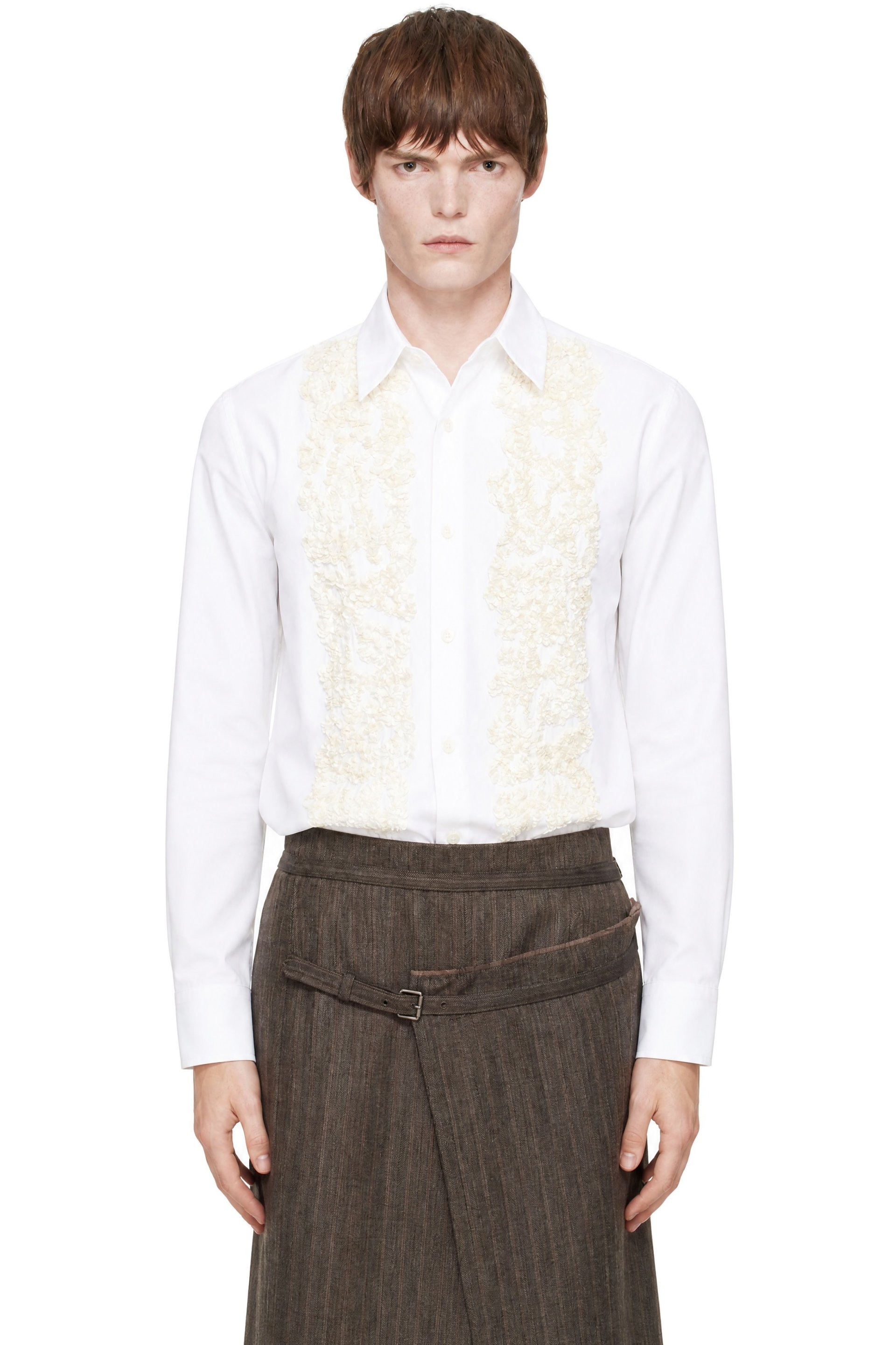 Dries Van Noten - Chemise blanche en popeline à perles