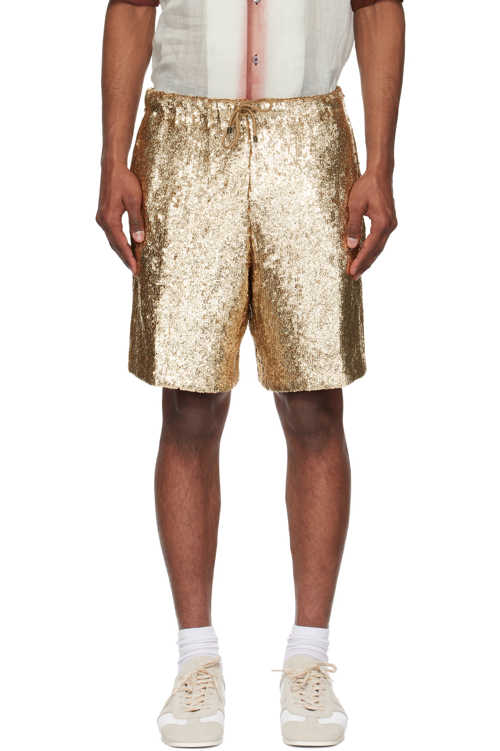 Dries Van Noten - Short doré à paillettes