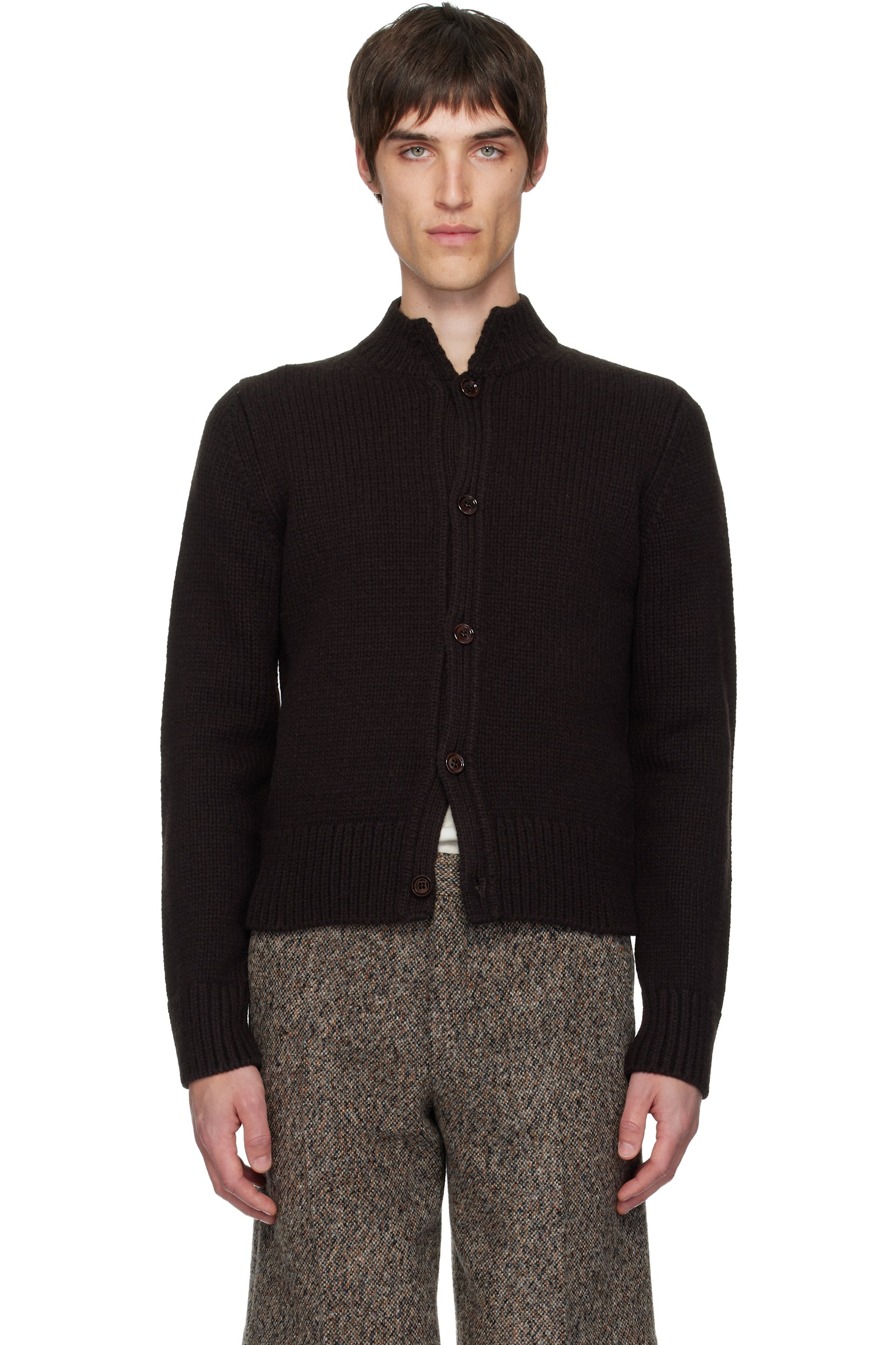 DRIES VAN NOTEN ドリス カーディガン 黒 オーバーサイズ S Dries Van Noten: ネイビー ブラッシュド カーディガン | SSENSE 日本