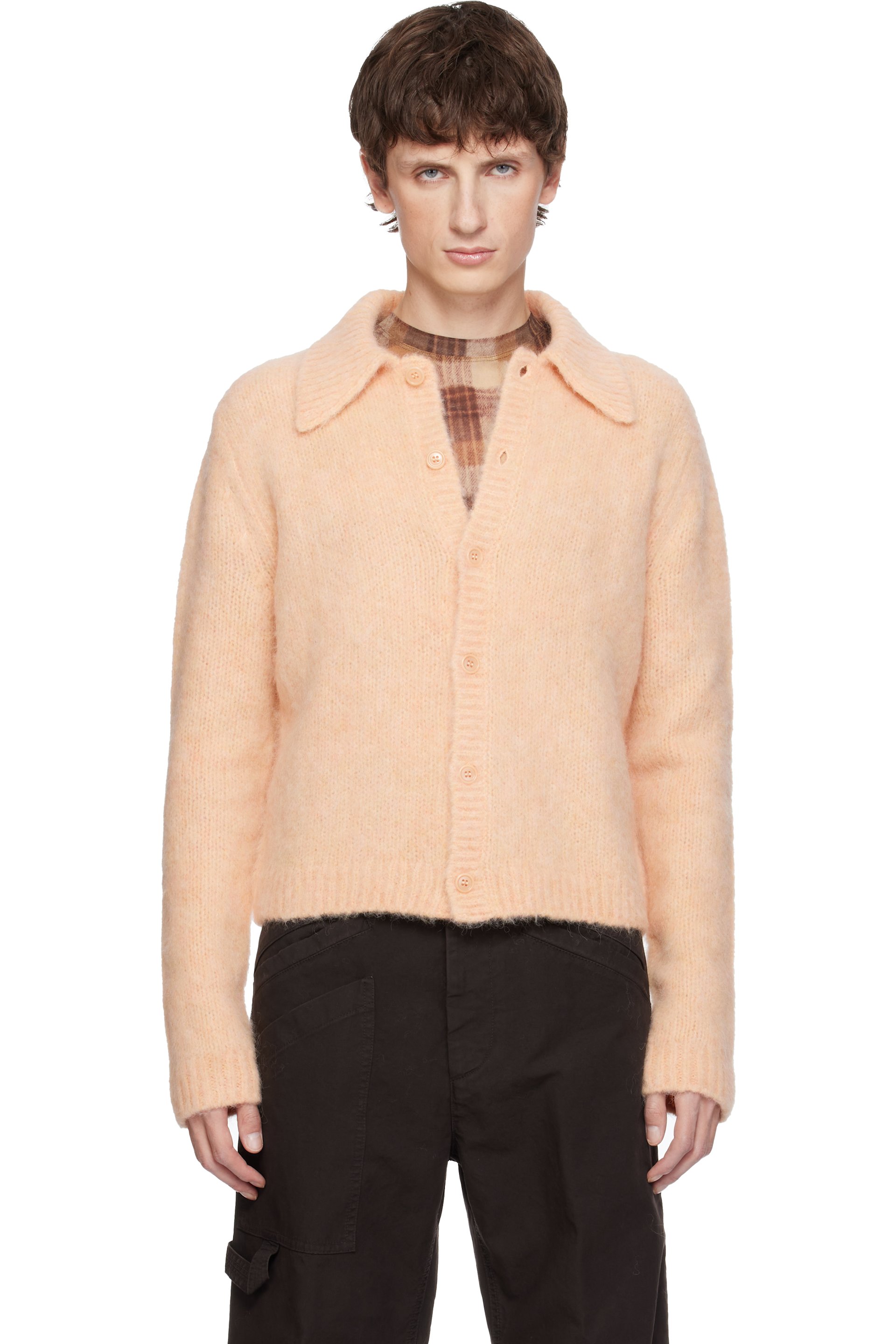 Dries Van Noten - Cardigan beige en tricot brossé