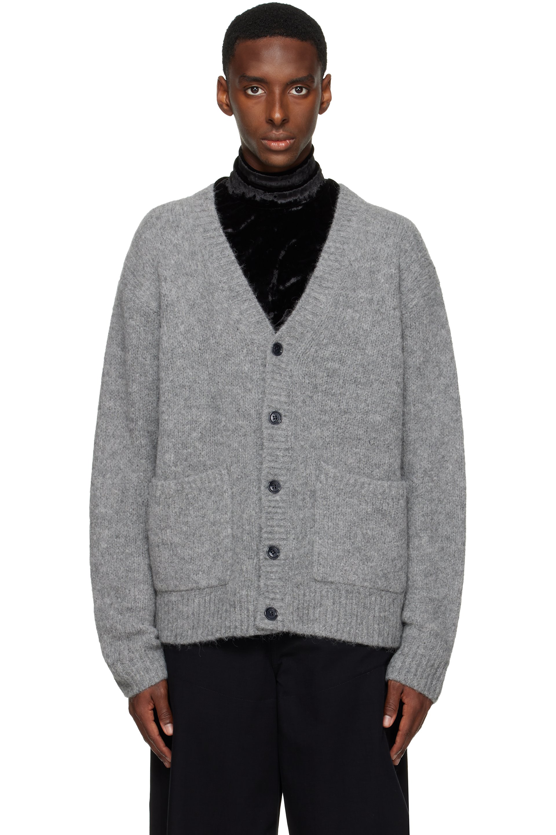 Dries Van Noten - Cardigan gris en alpaga