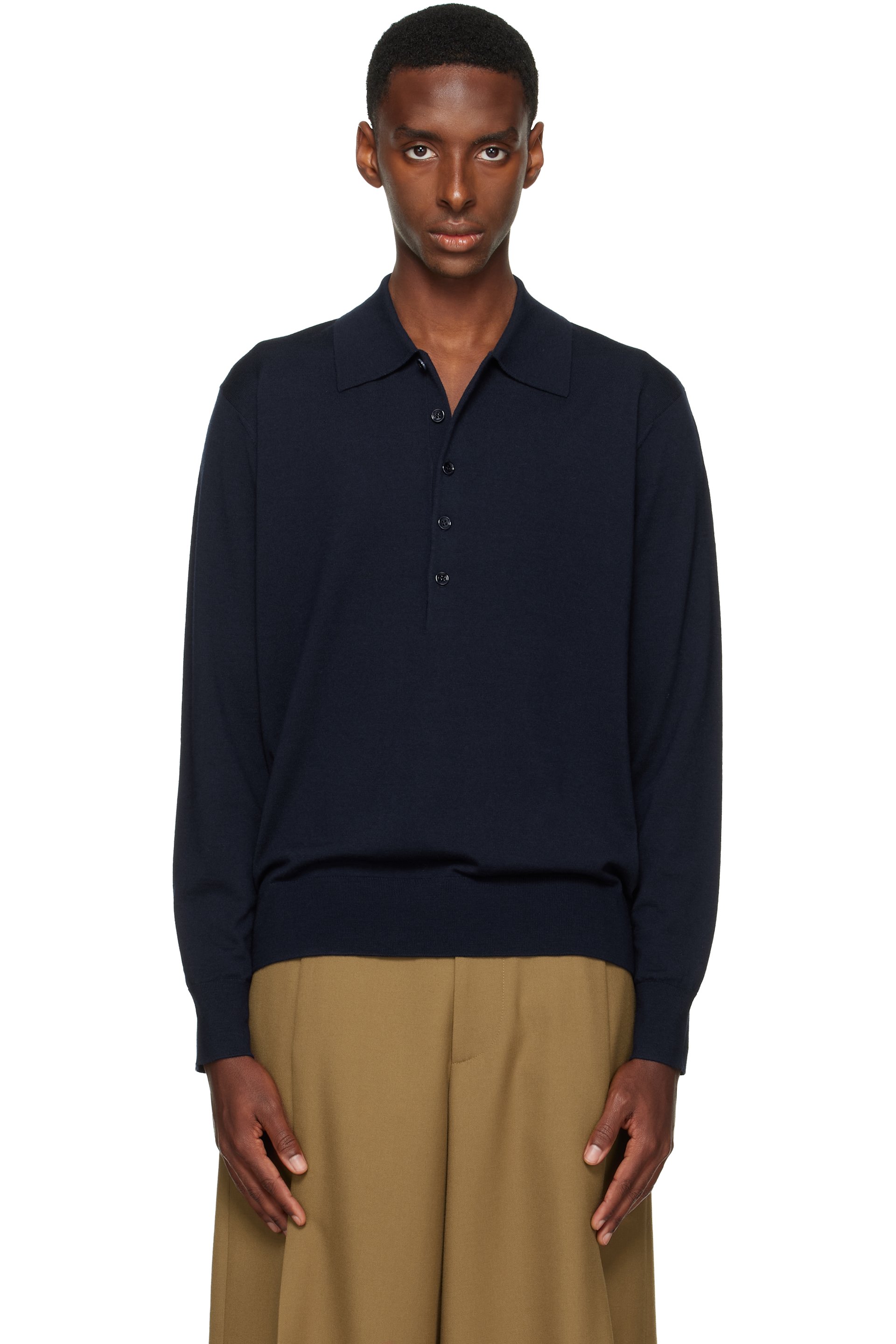 Dries Van Noten - Navy Wool Polo