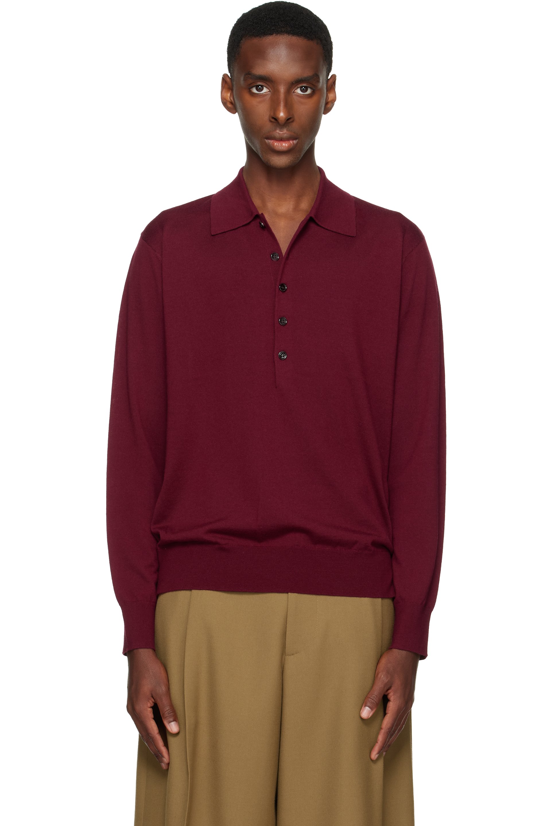 Dries Van Noten - Polo bourgogne en laine