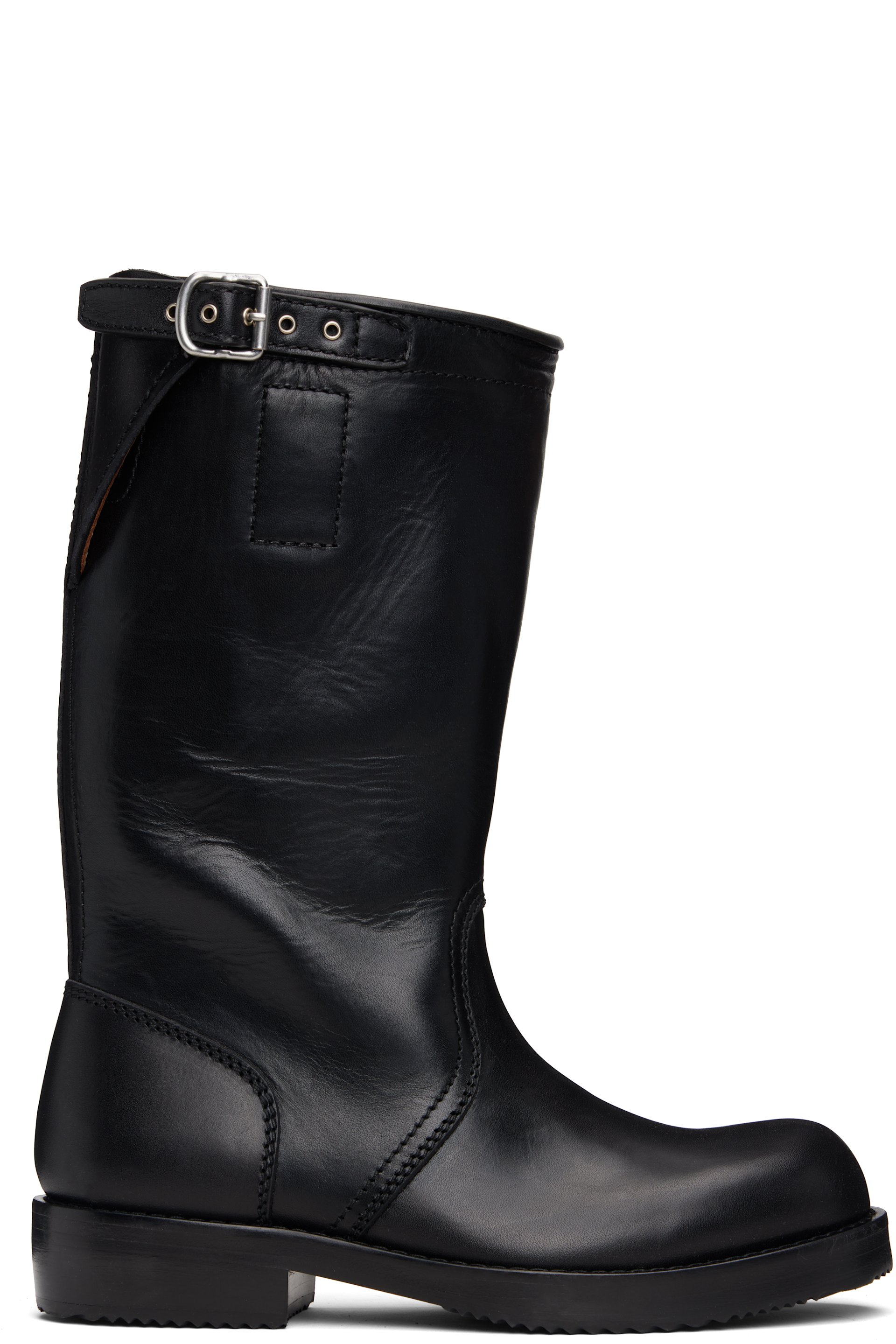 Dries Van Noten - Black Leather Biker Boots