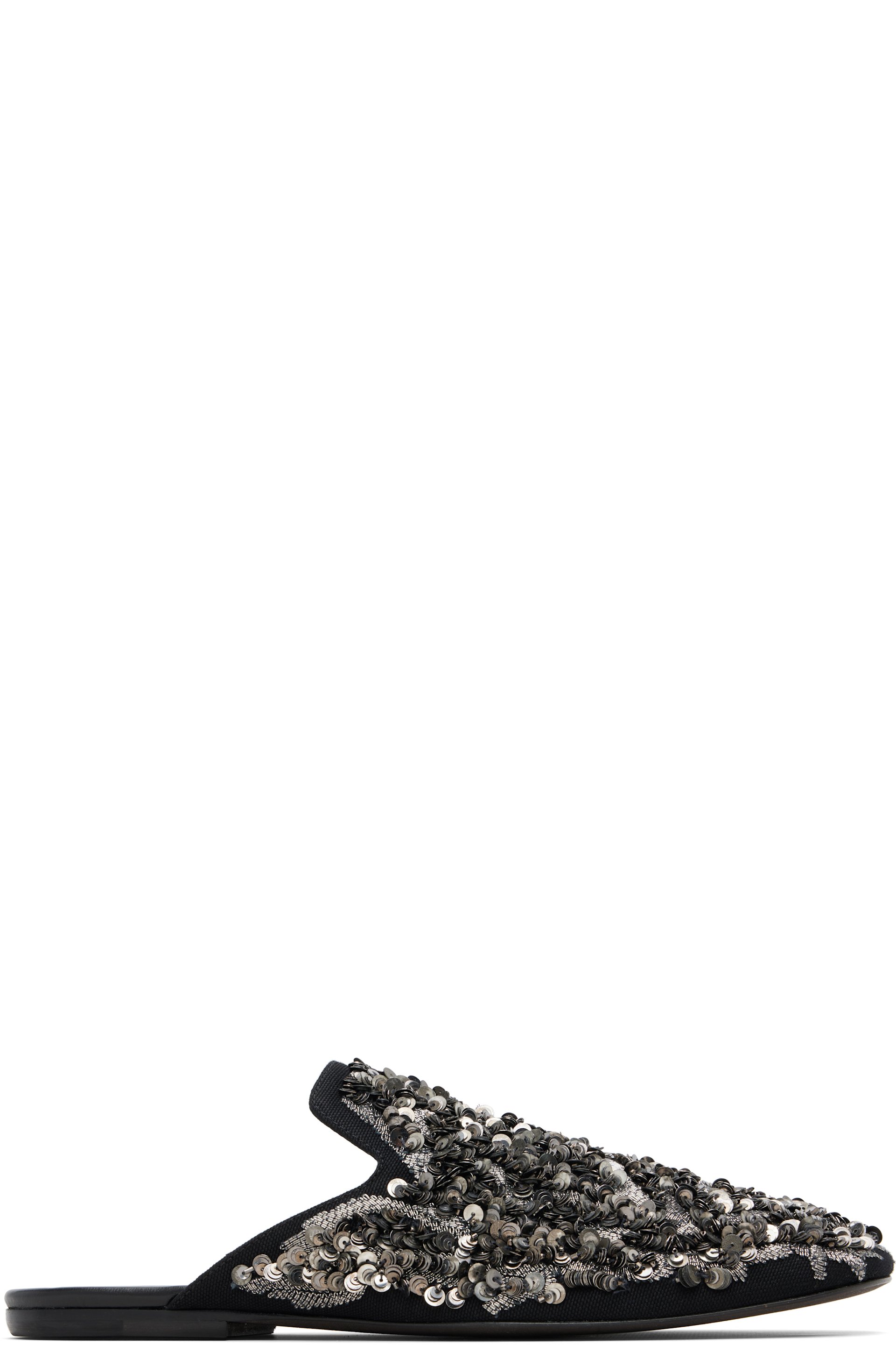 Dries Van Noten - Black Embellished Slippers