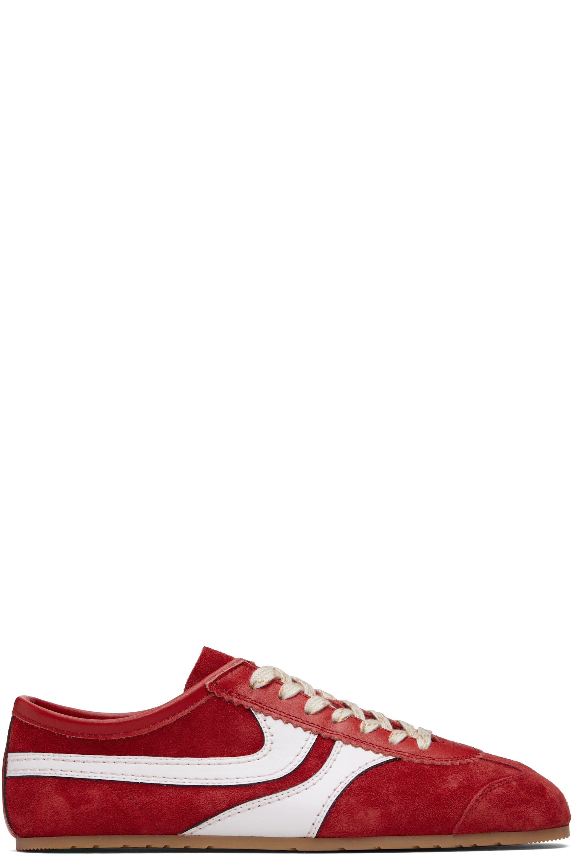 Dries Van Noten - Baskets rouge et blanc en suède