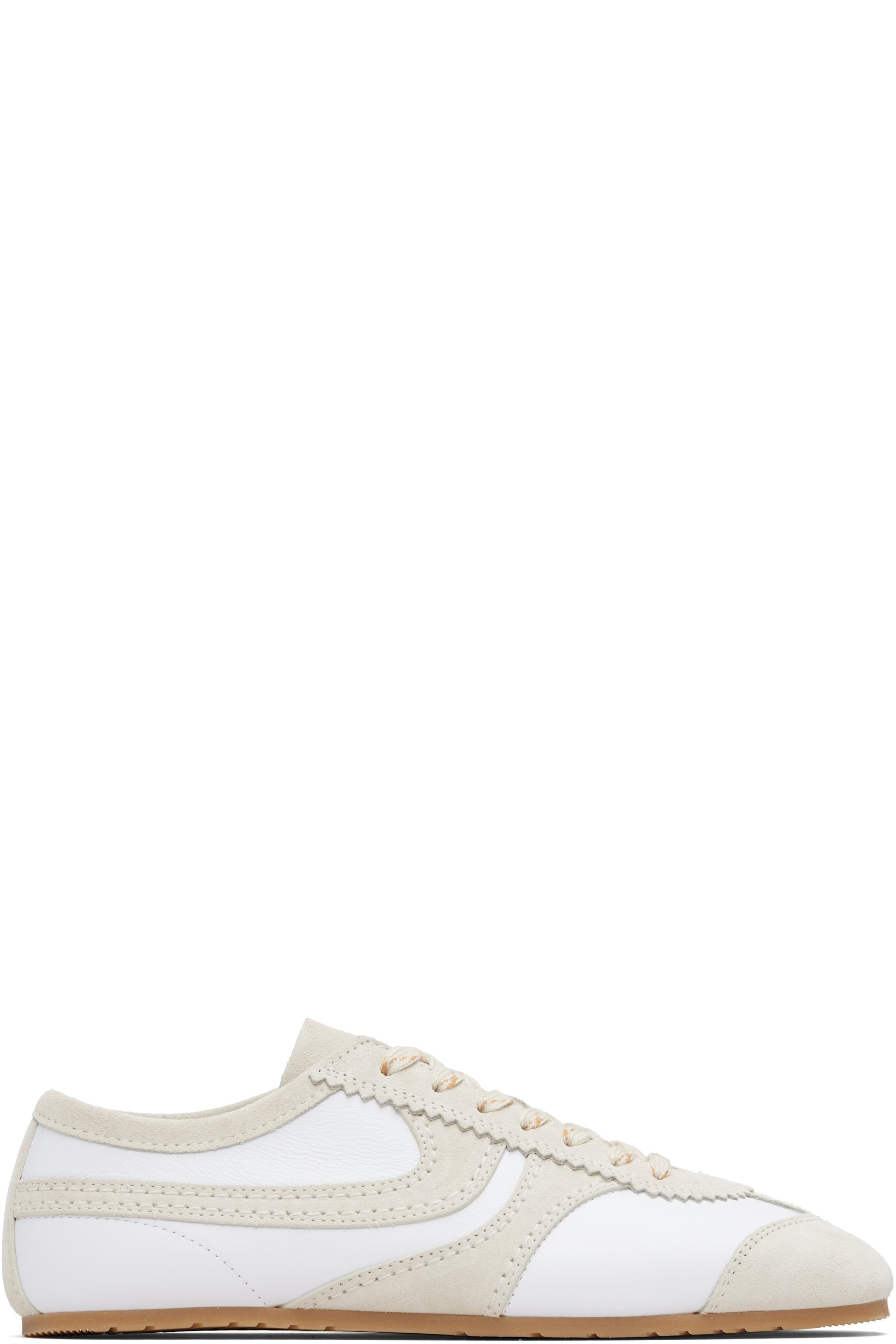 Dries Van Noten - Baskets blanc et beige en suède