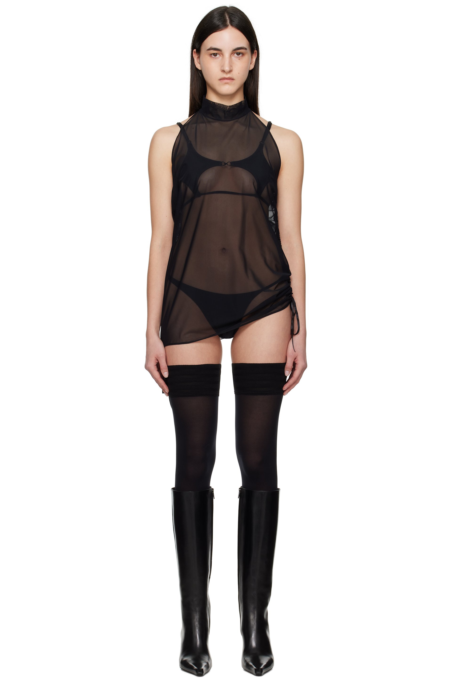 Shadowplay - Black Lubov Peignoir Minidress