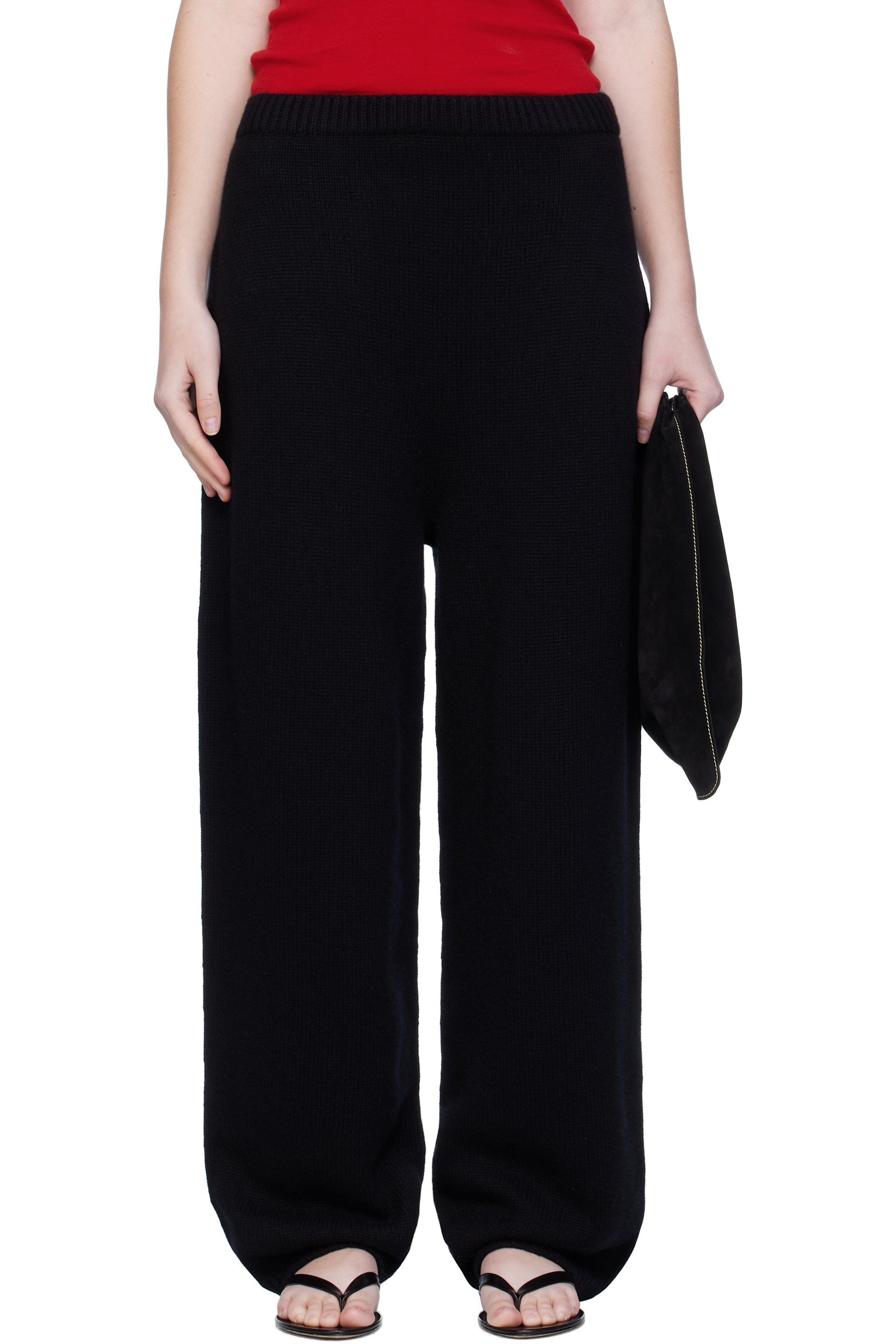 Arch The - Black Wide Knitted Jogger Lounge Pants