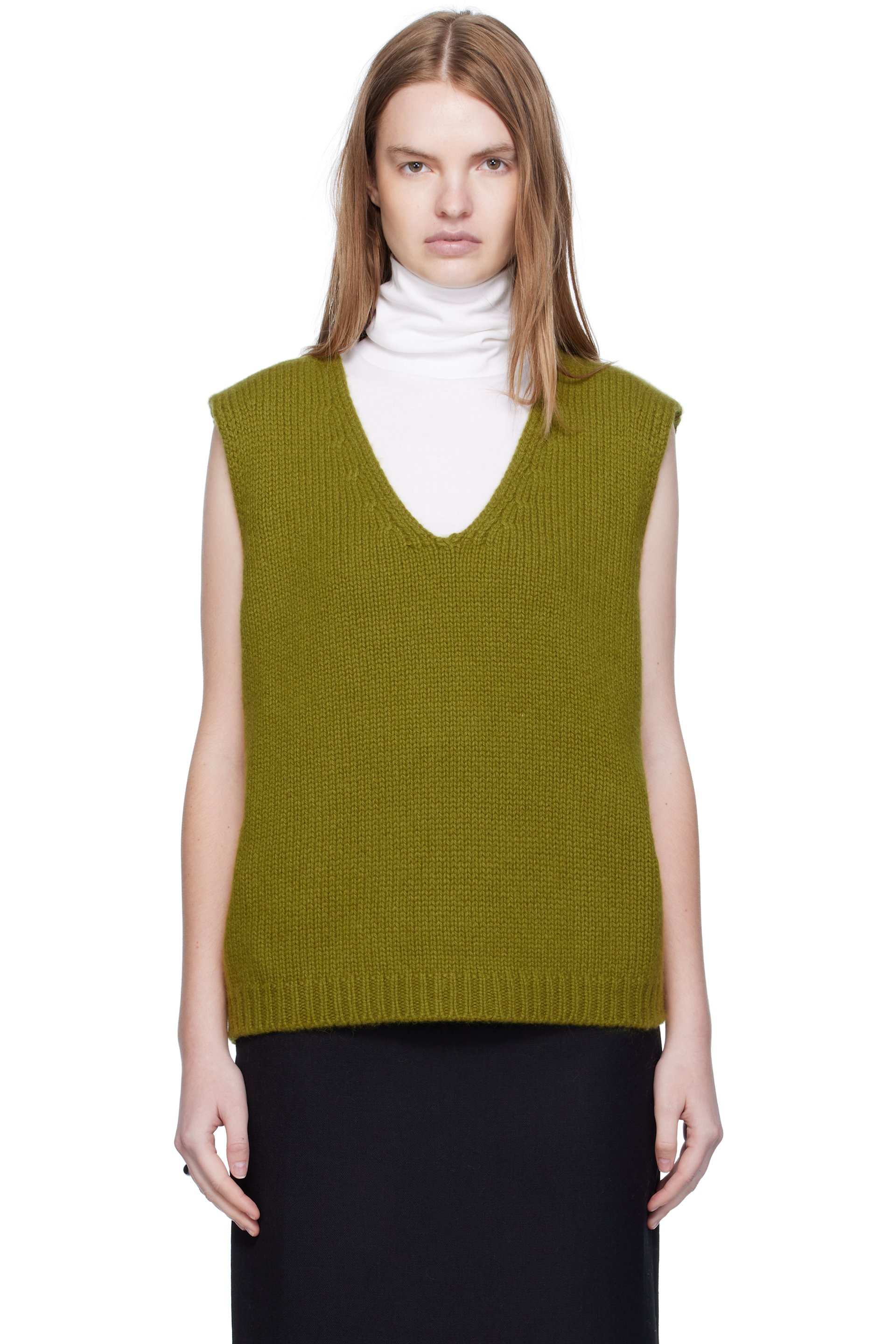 Arch The - Gilet vert en tricot de cachemire