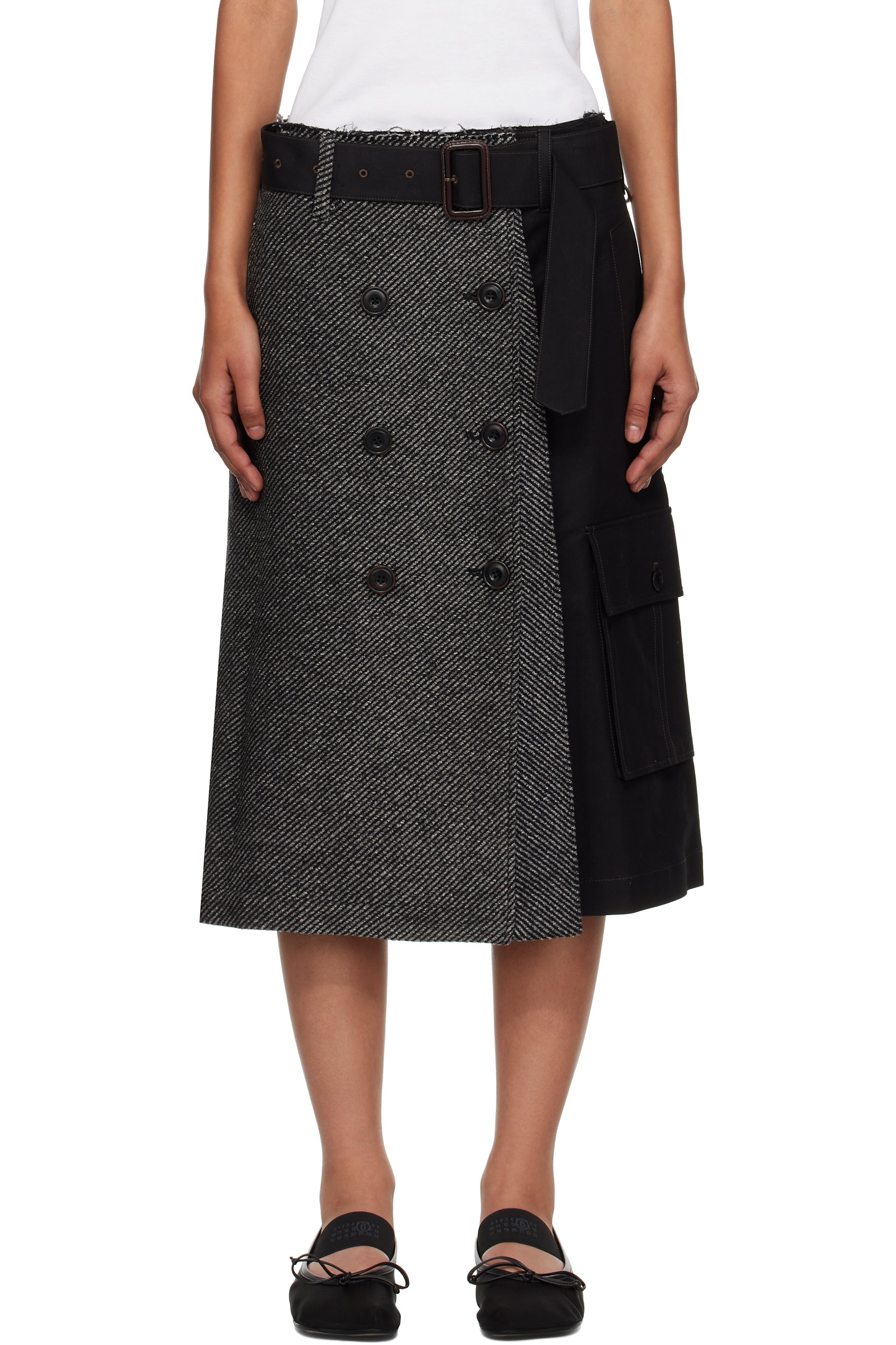 Andersson Bell - Black Whitney Trench Pleats Midi Skirt