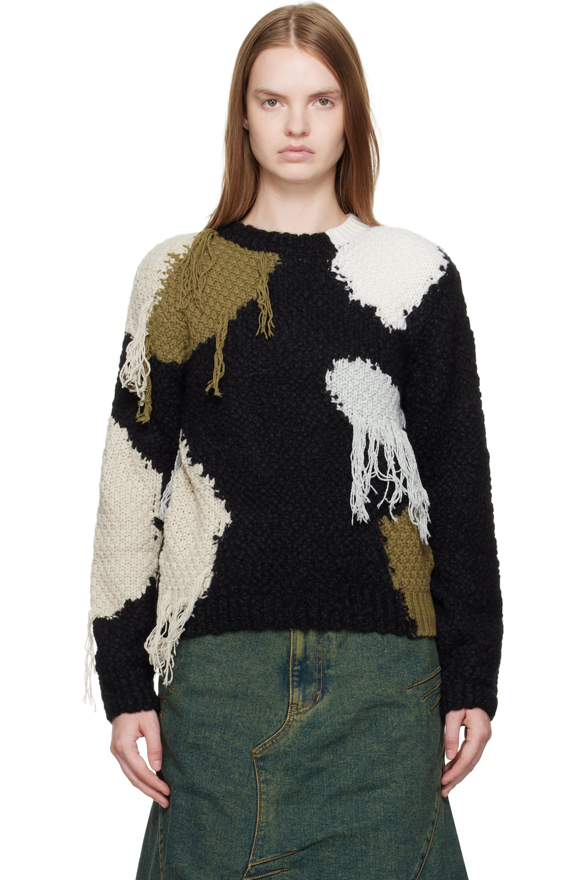 Andersson Bell - Black Sylvia Abstract Patchwork Sweater