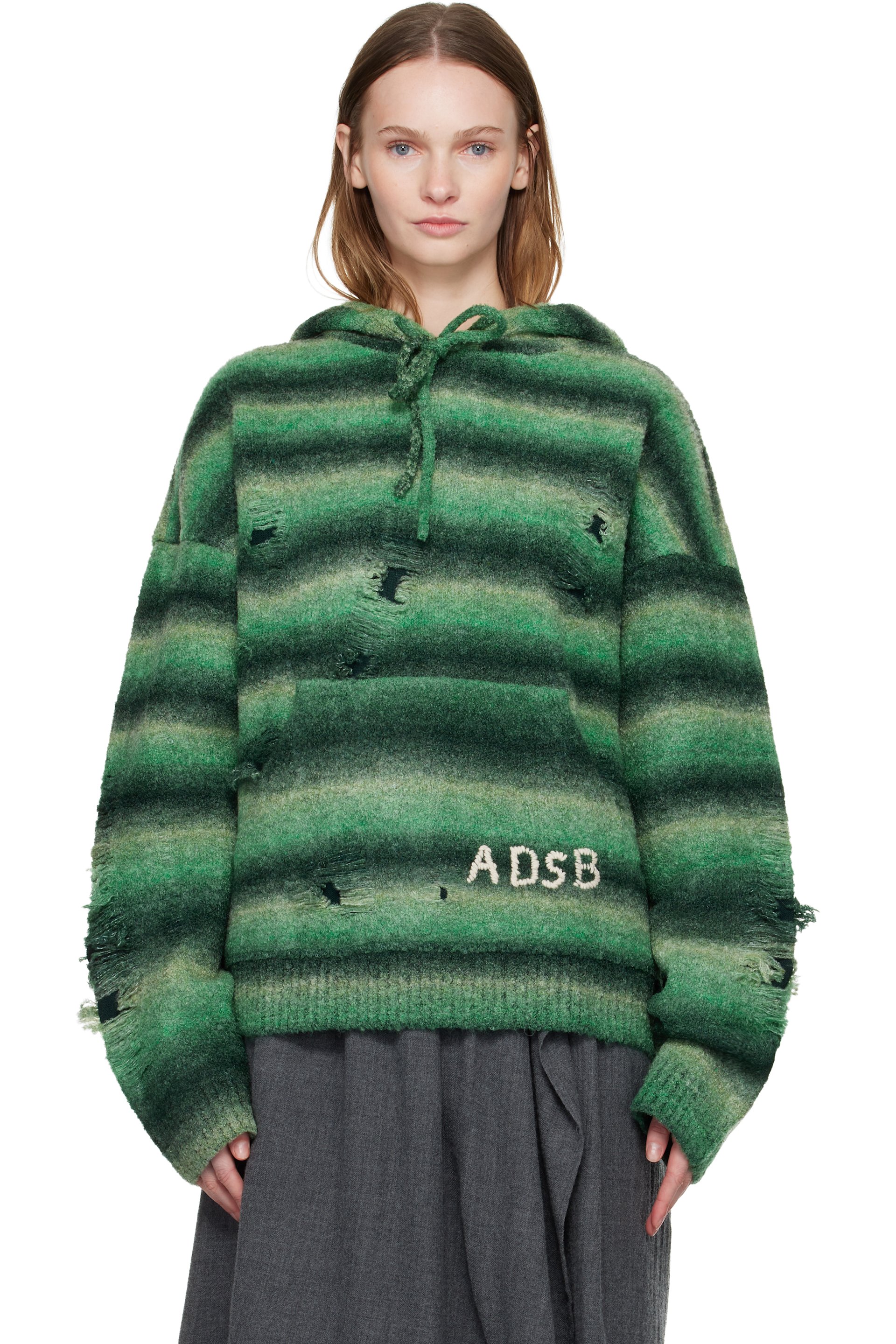 Andersson Bell - Green Gradient Distressed Hoodie