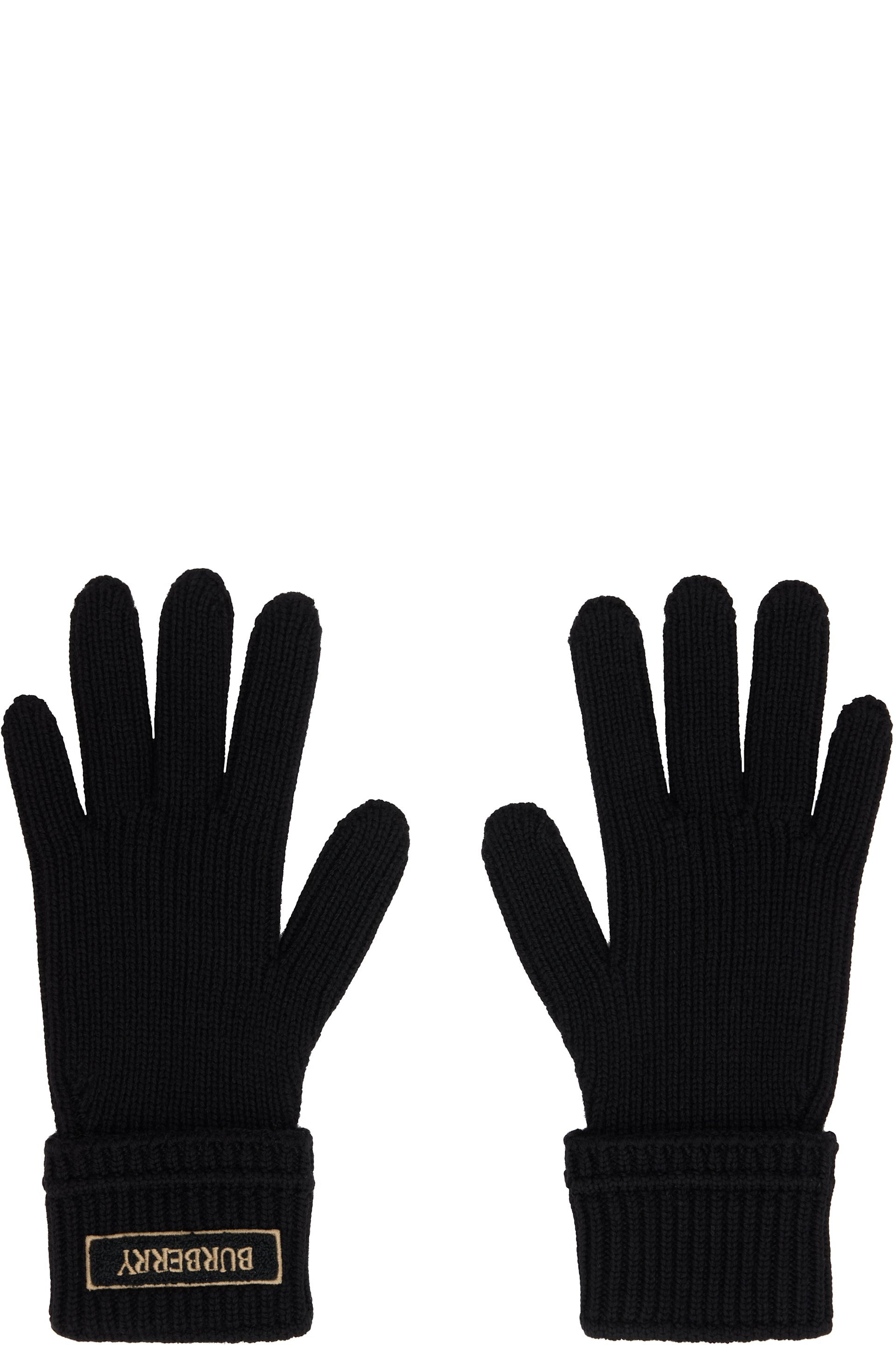 Burberry - Black Logo Patch Wool Gloves