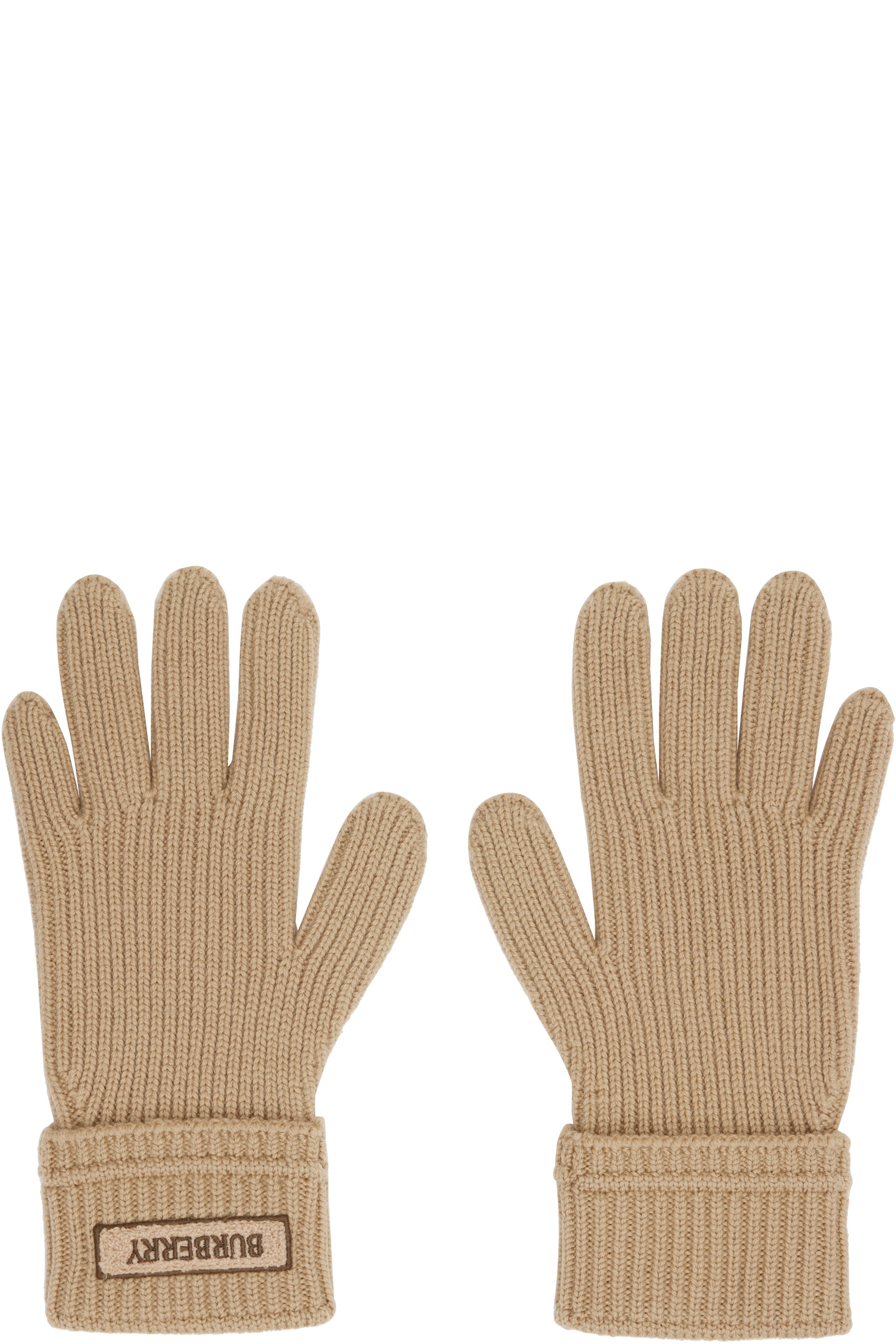 Burberry - Beige Logo Patch Wool Gloves
