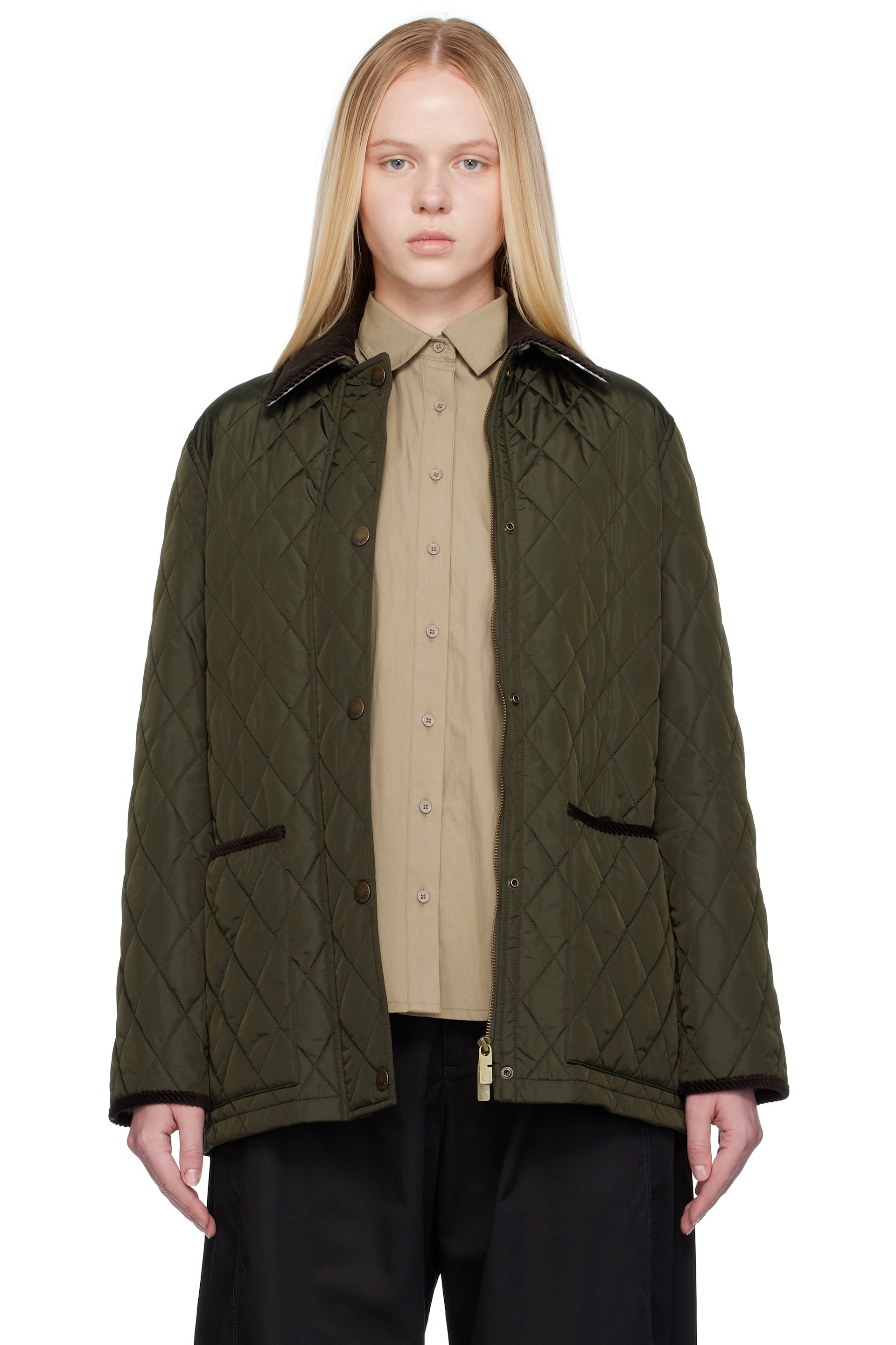 Burberry - Blouson matelassé Broadway vert en nylon