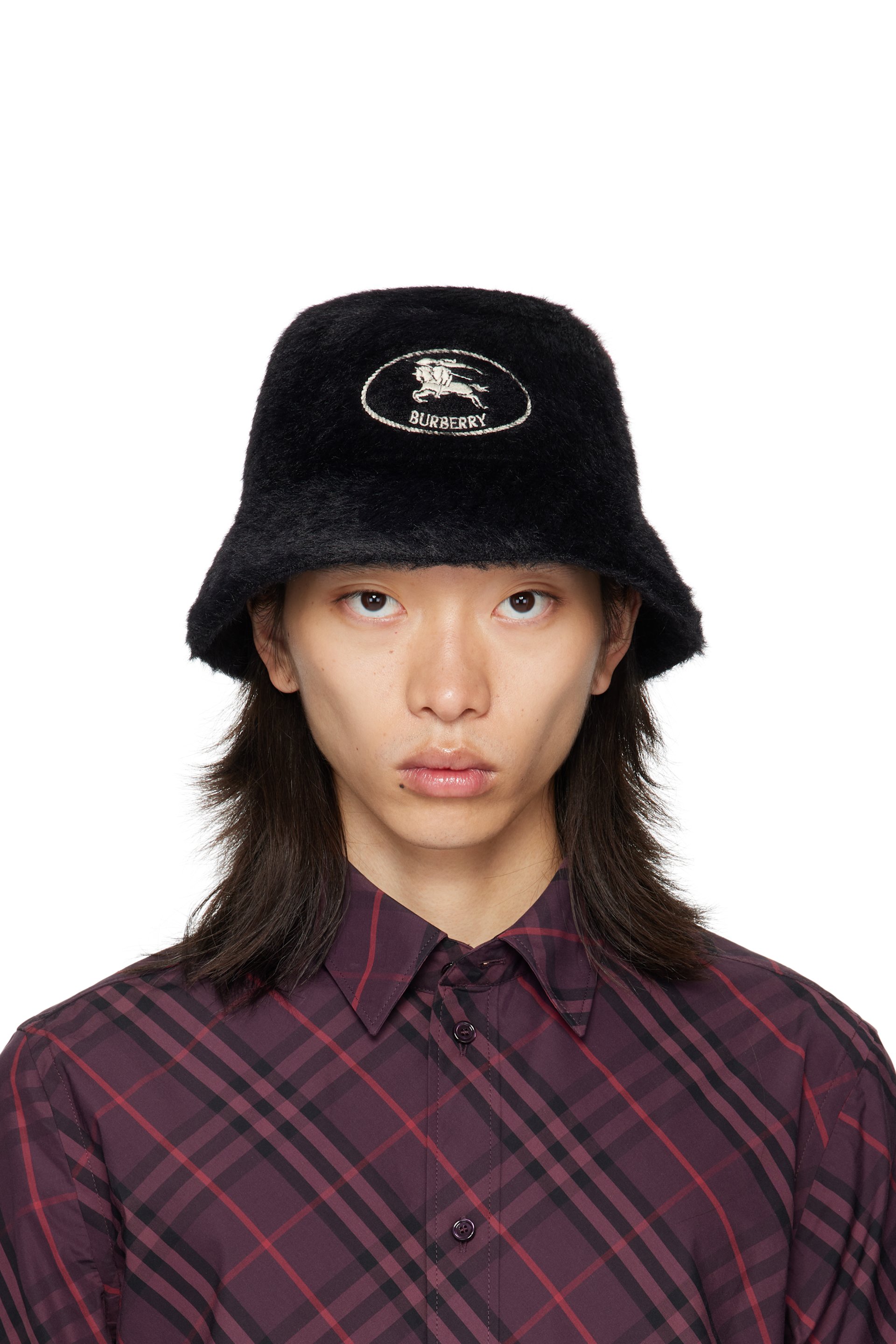 Burberry - Black Knight Stamp Faux Fur Bucket Hat