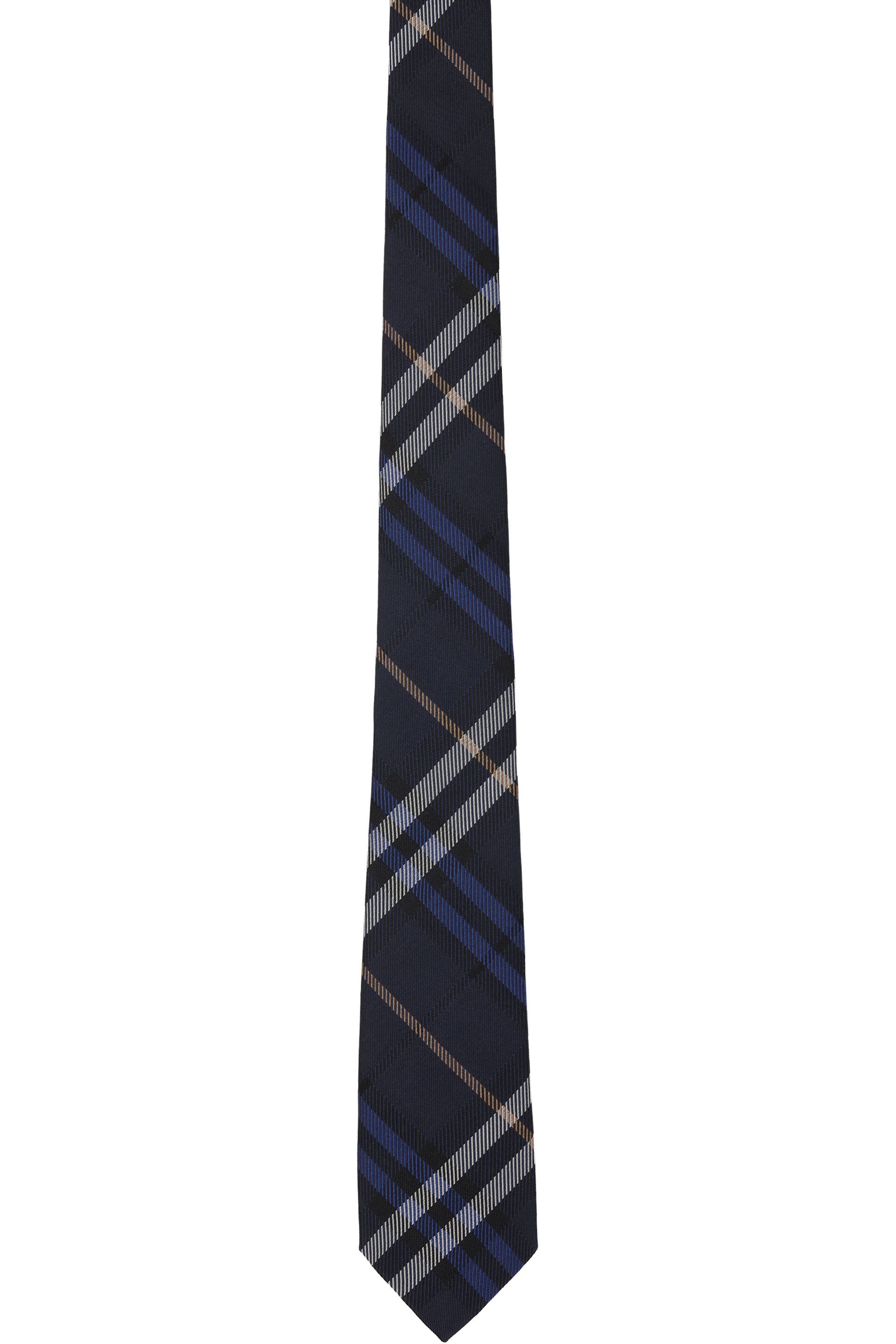Burberry - 海军蓝 Check Silk 领带
