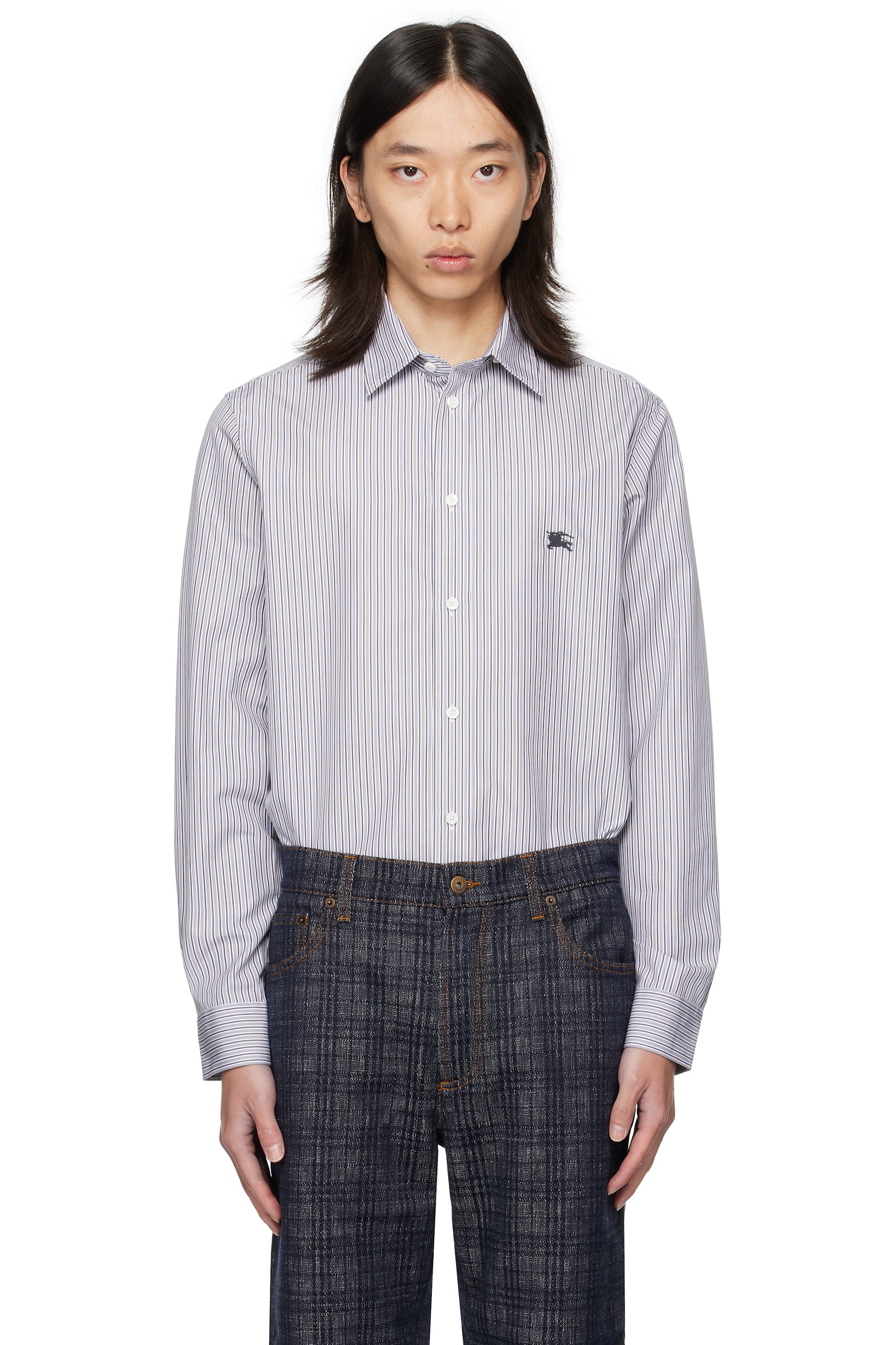 Burberry - Black & White Striped Cotton Shirt