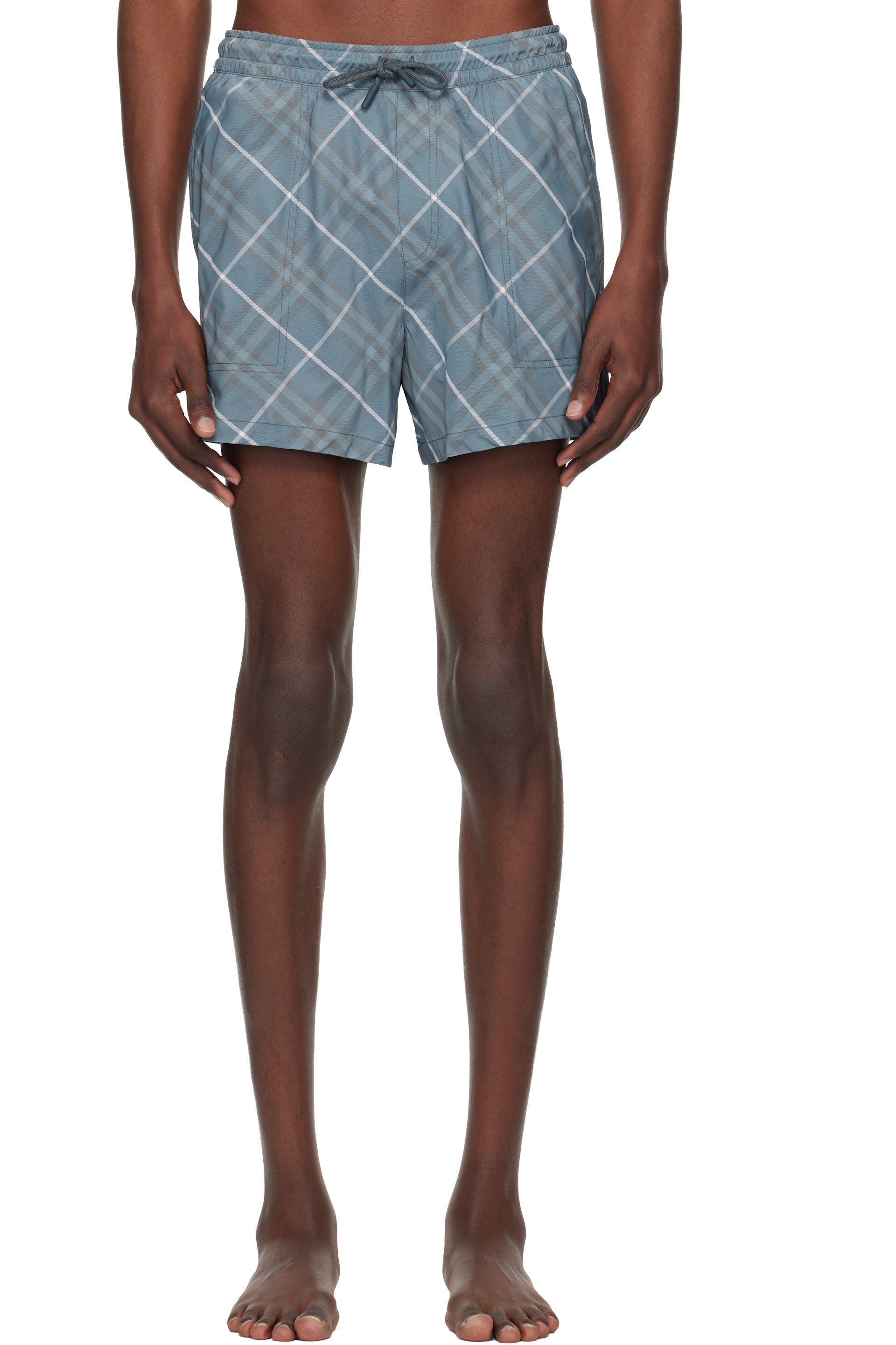 Burberry - Navy Check Swim Shorts
