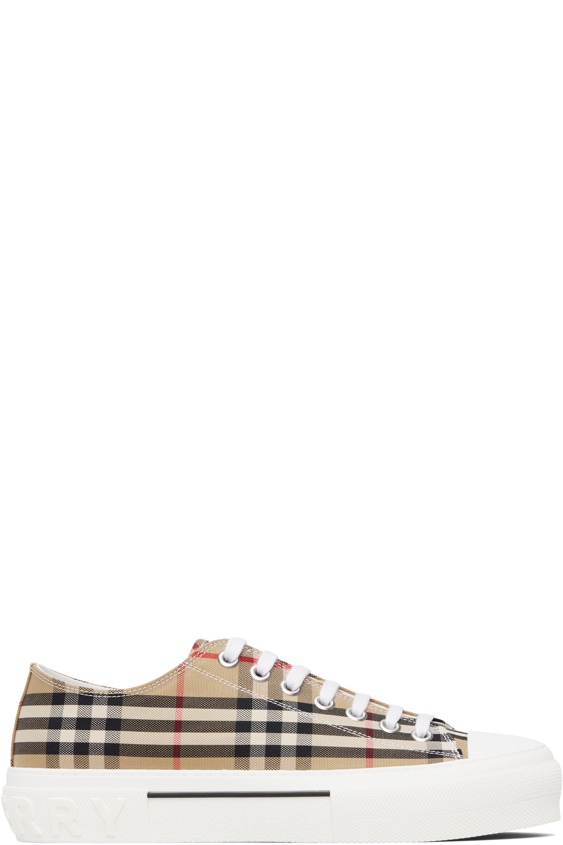 Burberry - Baskets beiges à carreaux