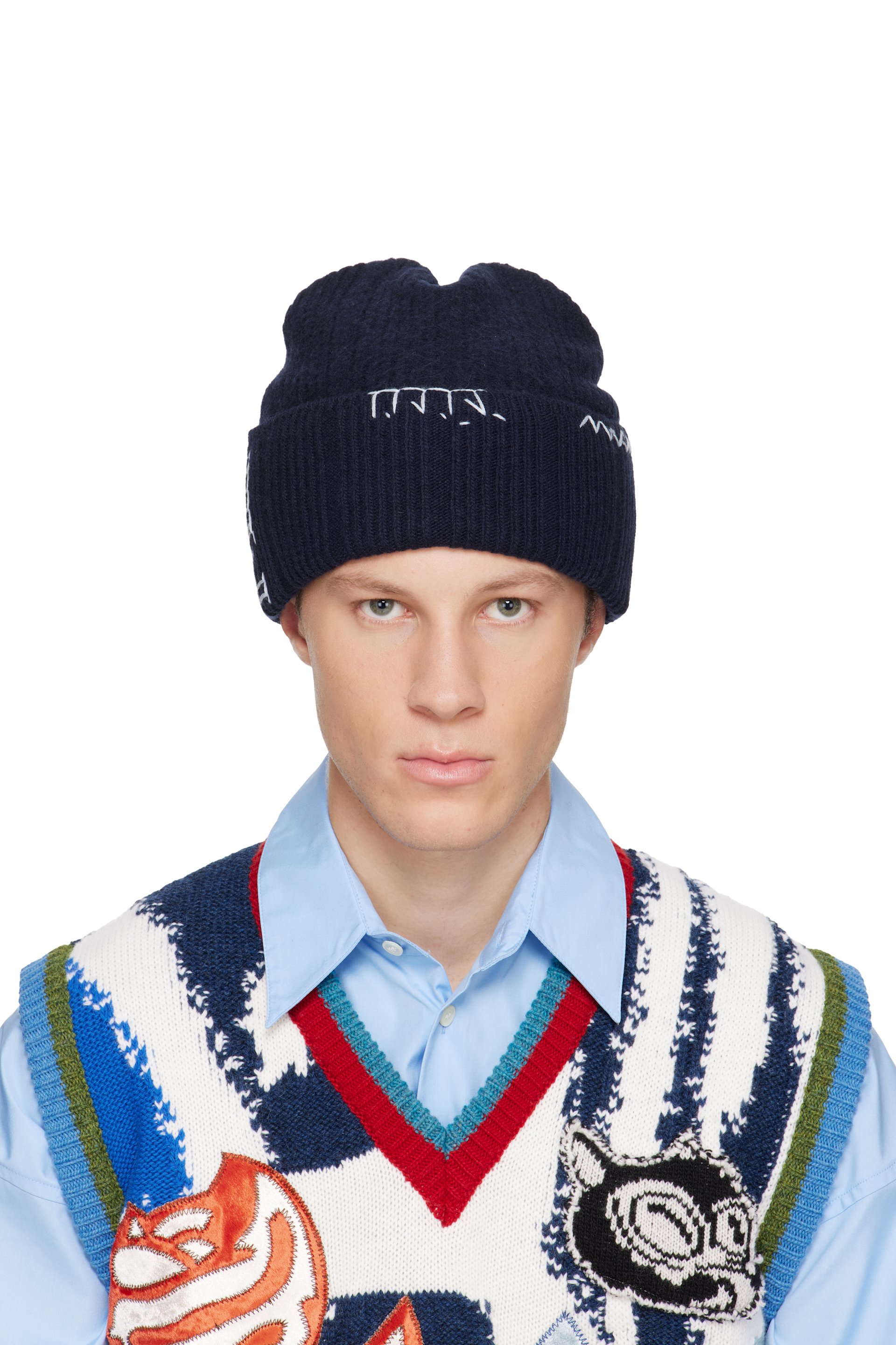 Marni - Navy Wool-Cashmere Beanie