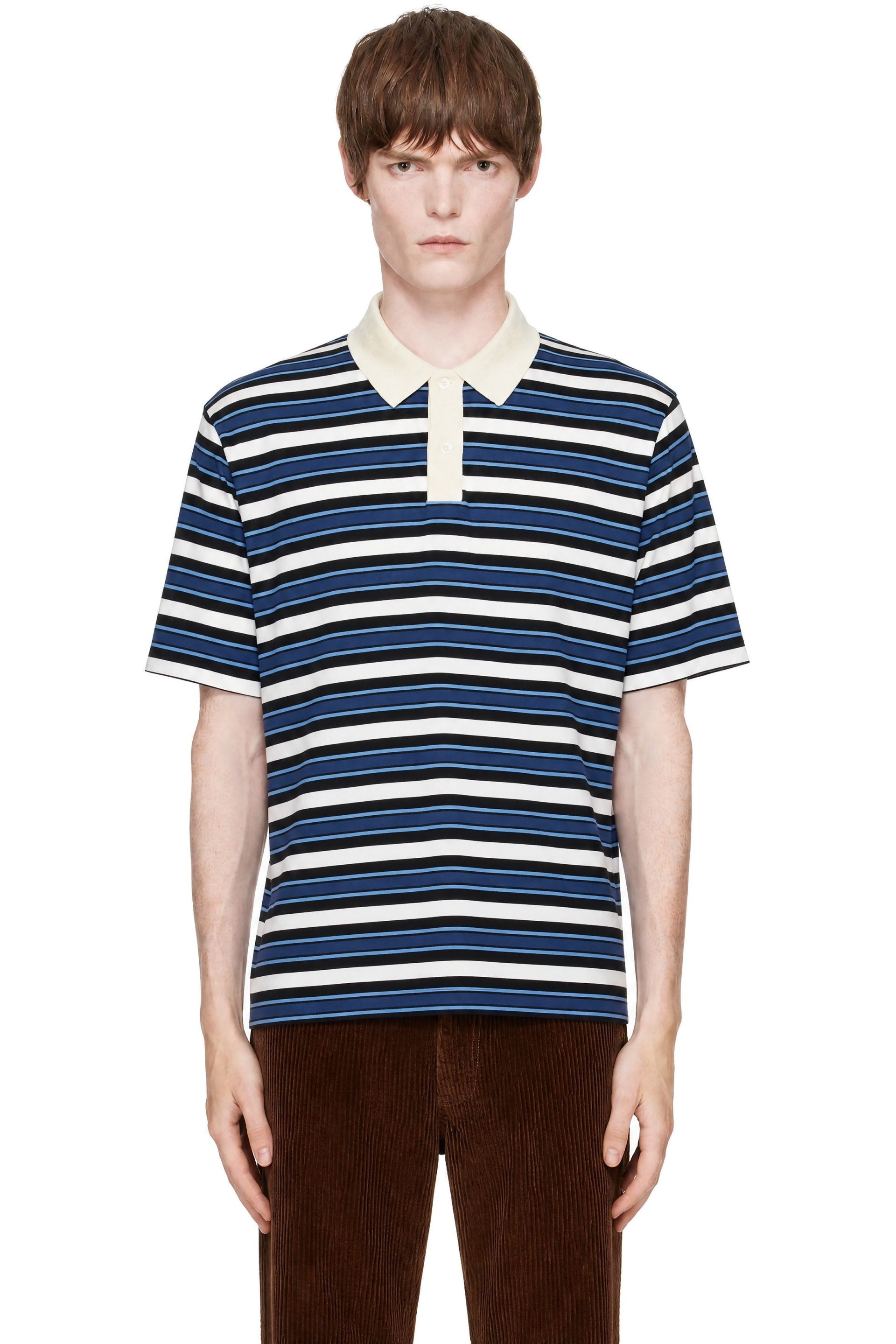 Marni - Black & Blue Stripe Polo