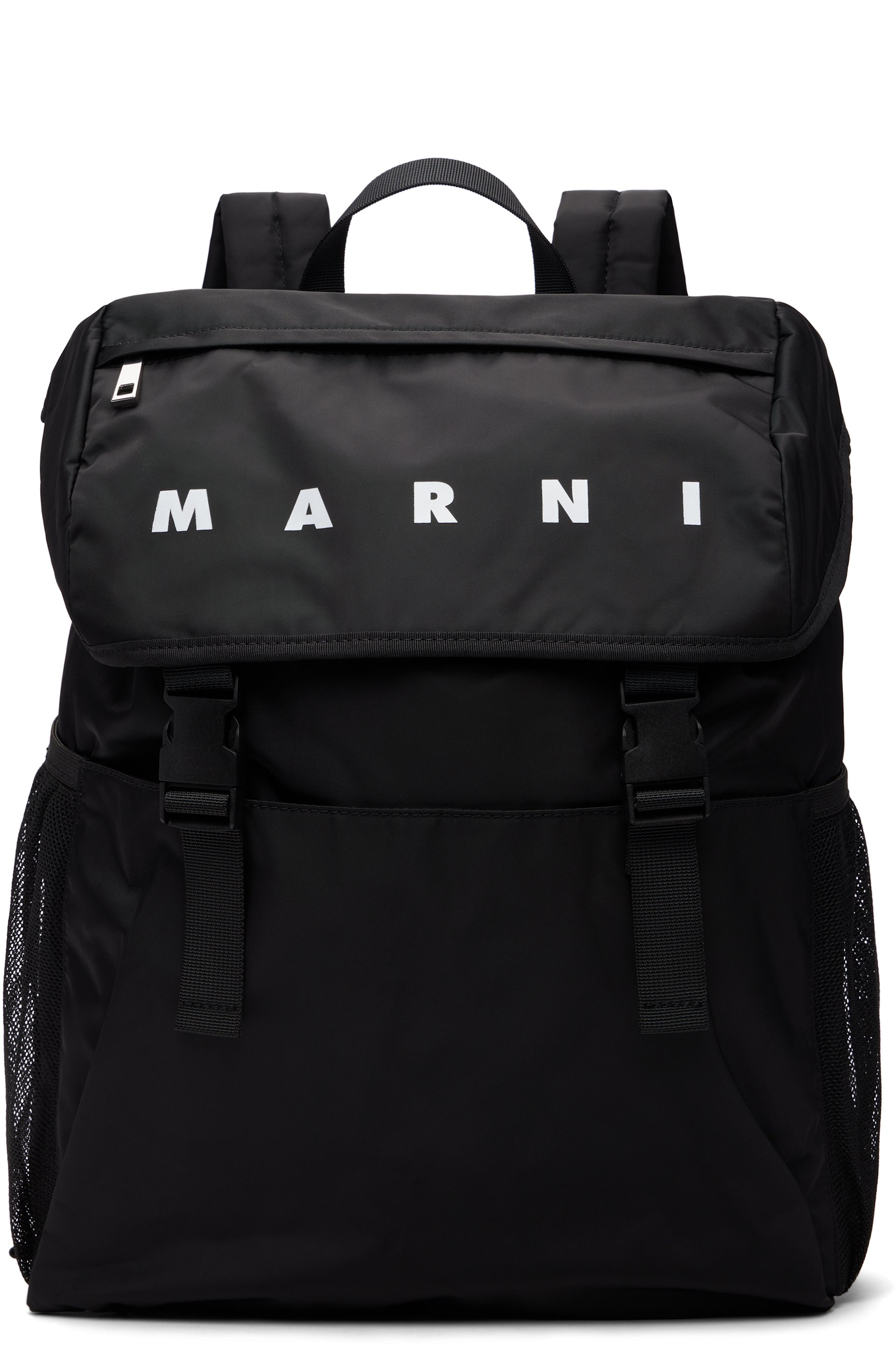 Marni - Kids Black Printed-Logo Backpack