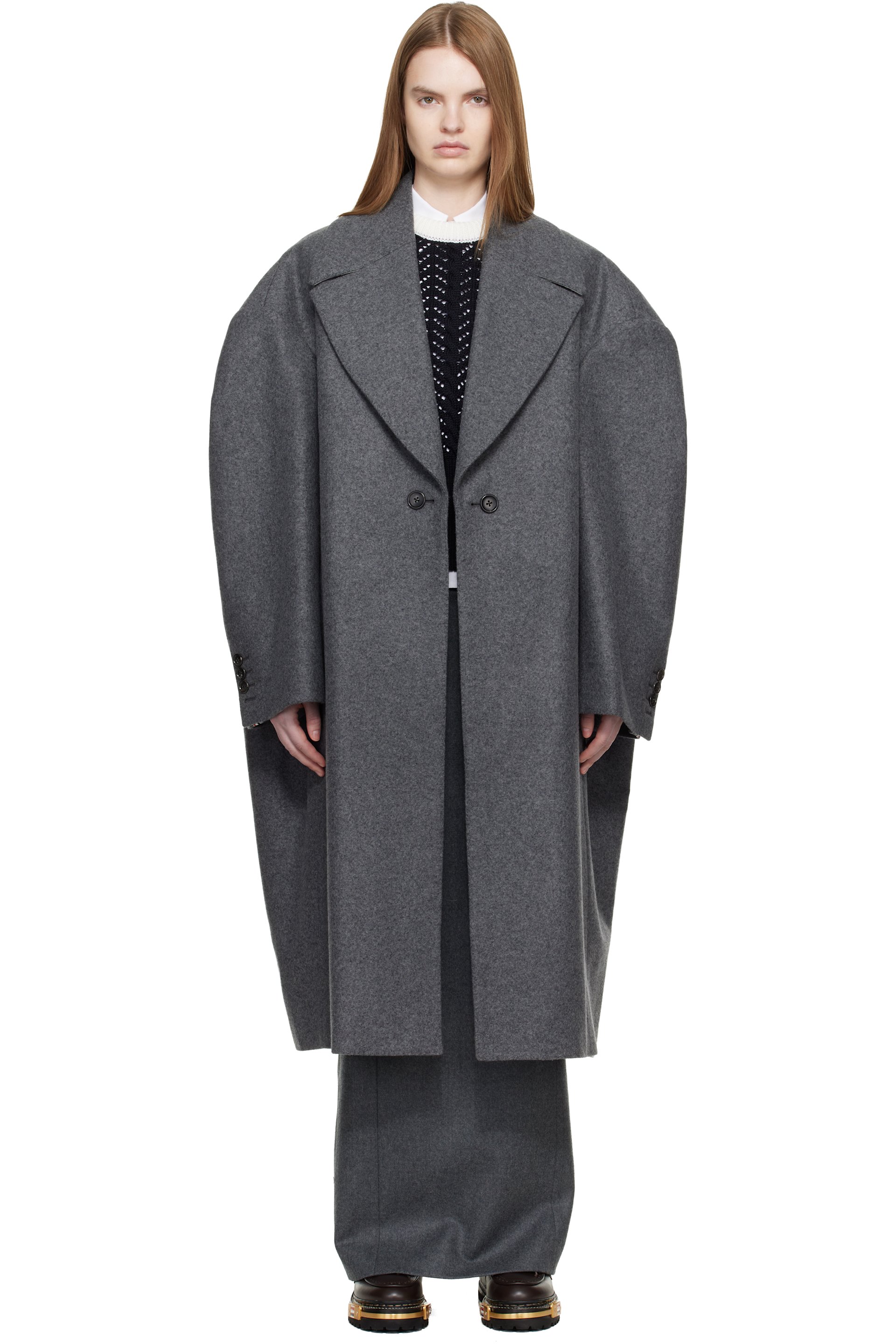 Thom Browne - Gray Melton Cocoon Coat