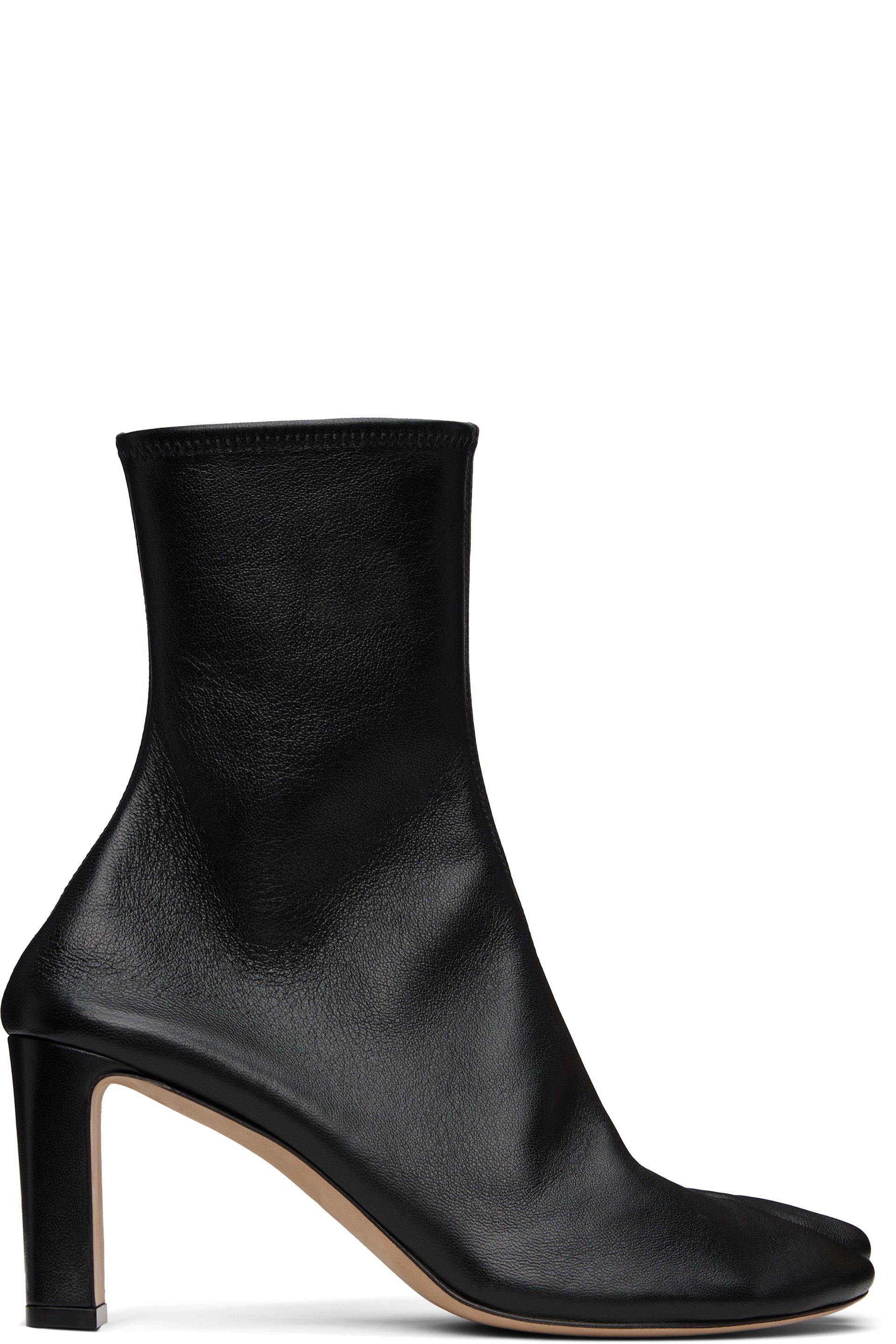 CHRISTEN - Bottes noires en cuir extensible à bout Tabi exclusives à SSENSE